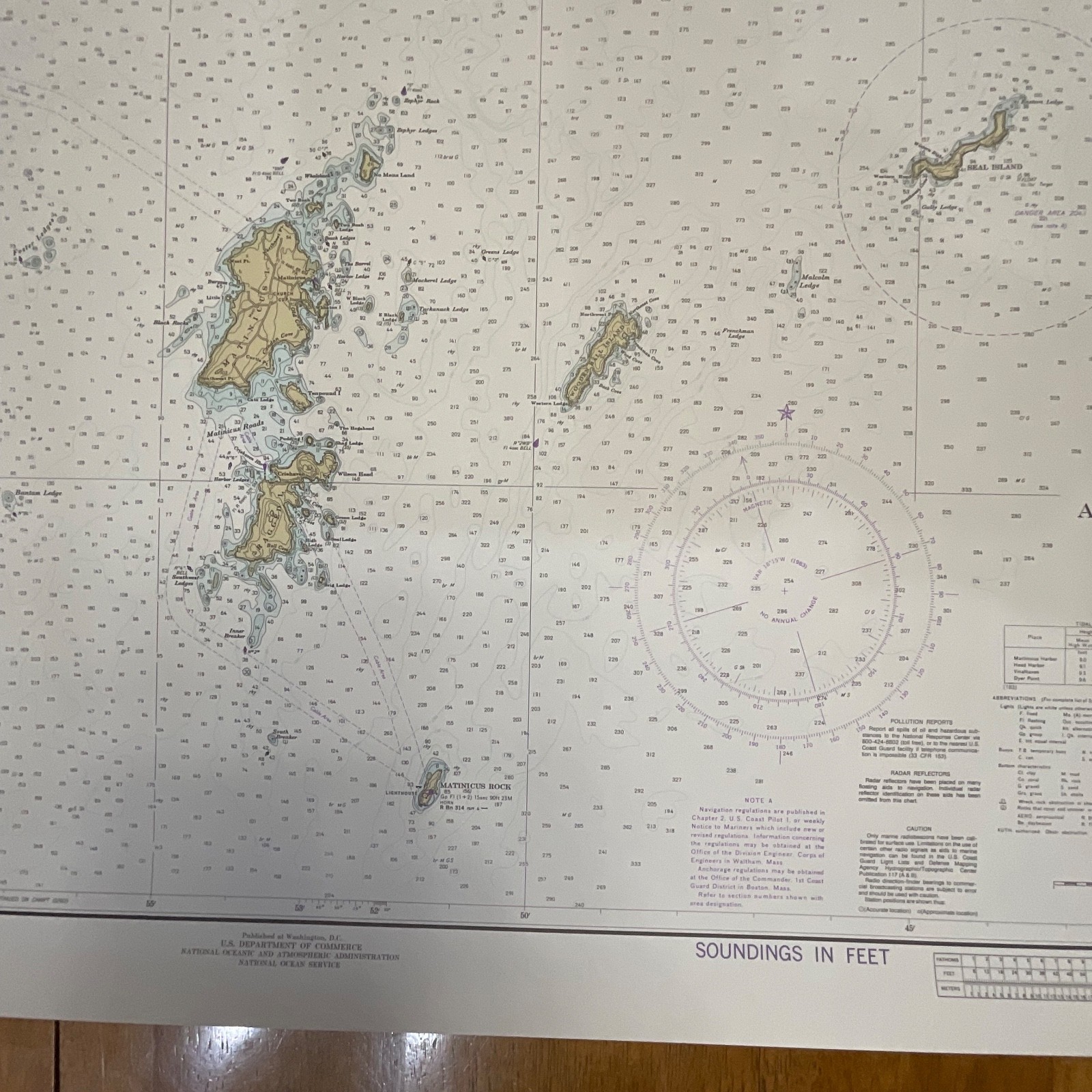 1983 NOAA Chart 13303 Maine Approaches to Penobscot Bay 36in x 48in - Image 7