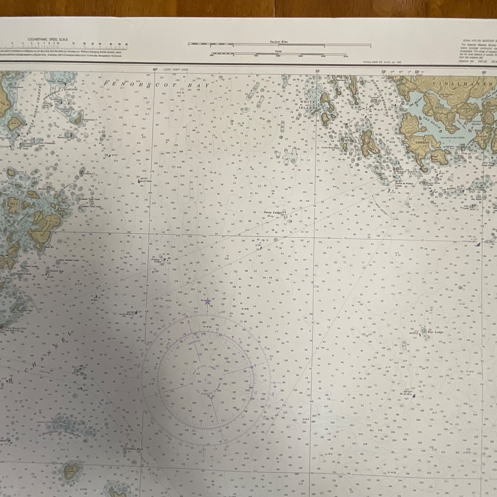 1983 NOAA Chart 13303 Maine Approaches to Penobscot Bay 36in x 48in - Image 10