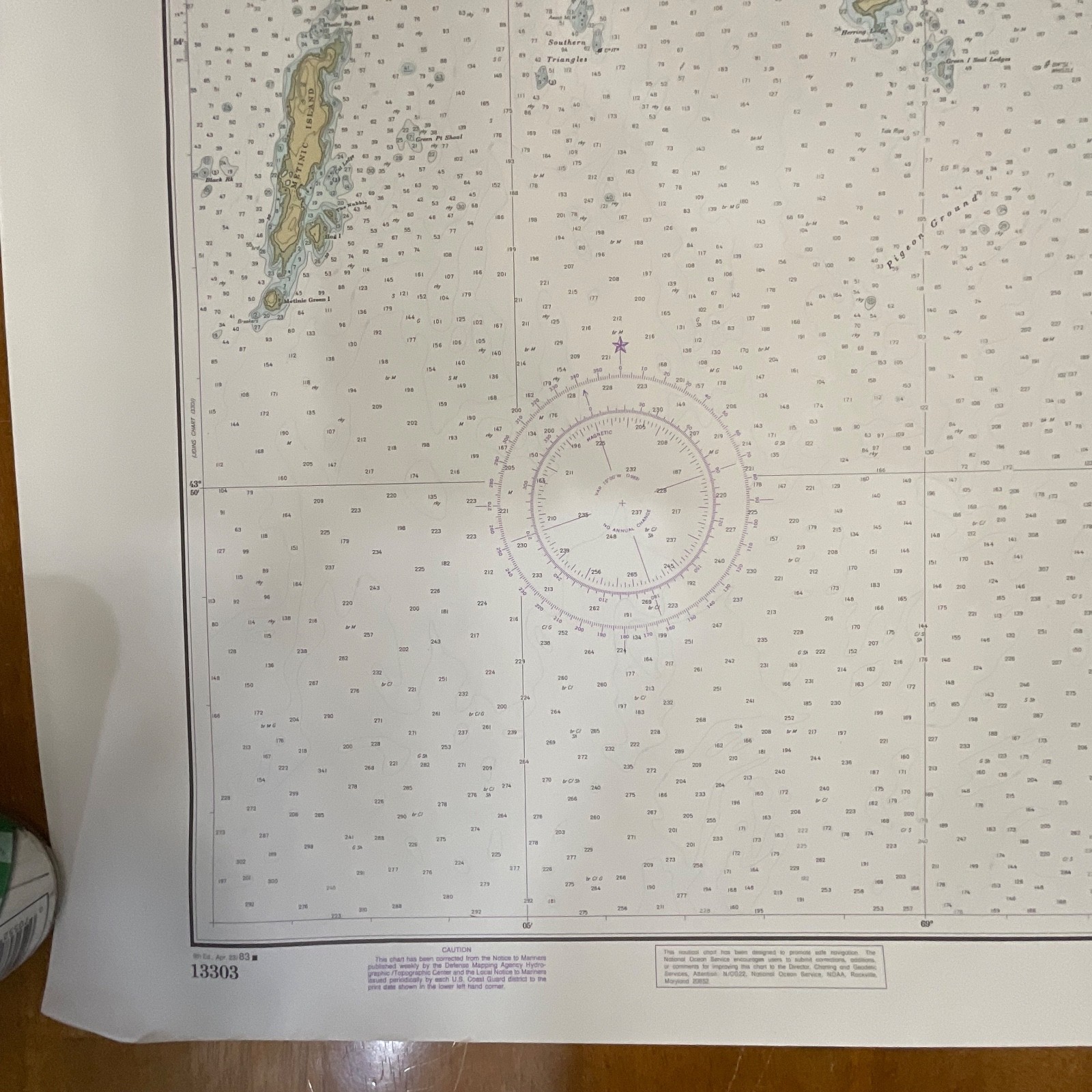 1983 NOAA Chart 13303 Maine Approaches to Penobscot Bay 36in x 48in - Image 13