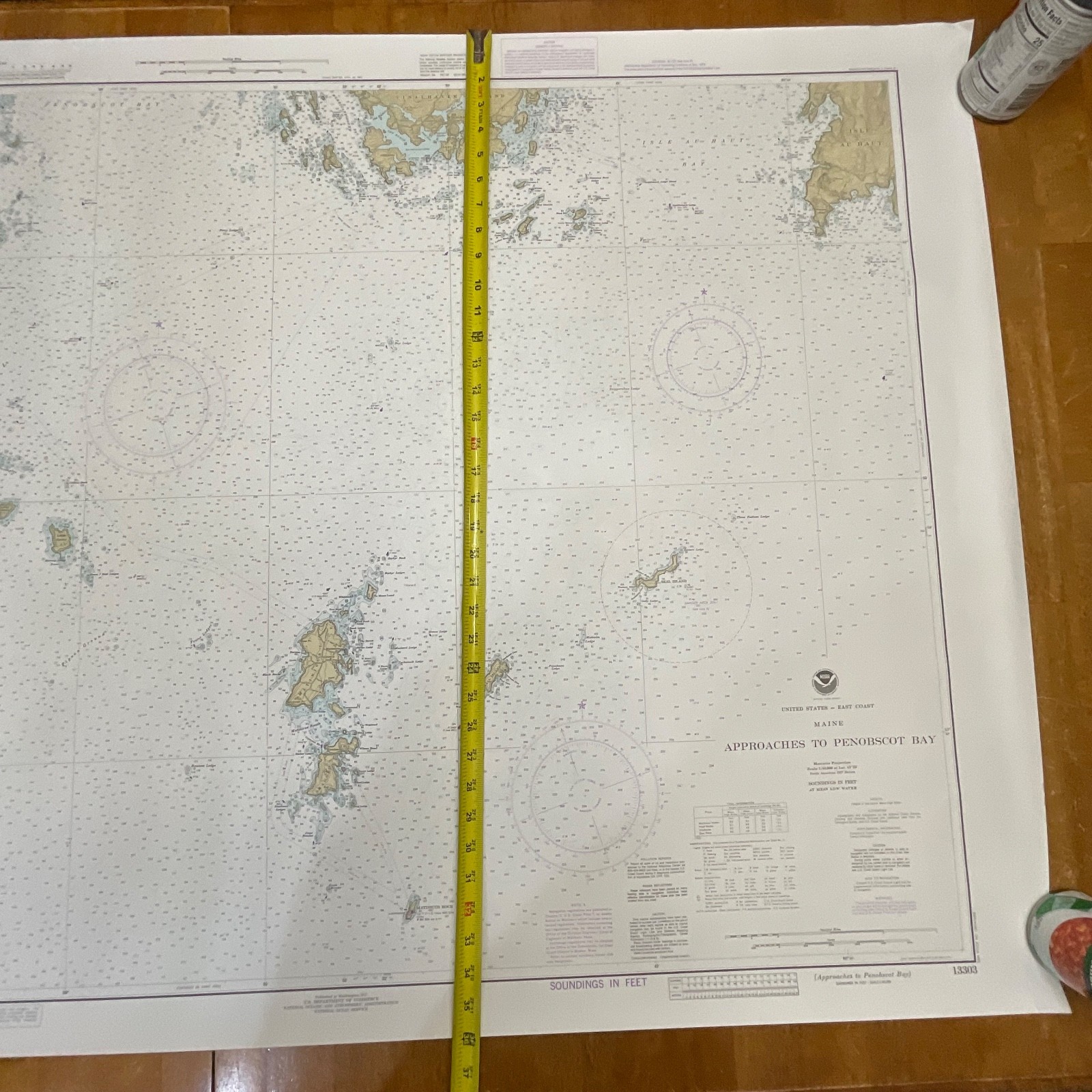 1983 NOAA Chart 13303 Maine Approaches to Penobscot Bay 36in x 48in - Image 15
