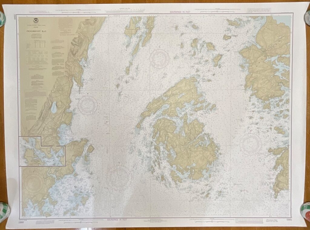 Vintage 1984 NOAA Penobscot Bay Nautical Chart 36in x 48in Maine Map - Image 1