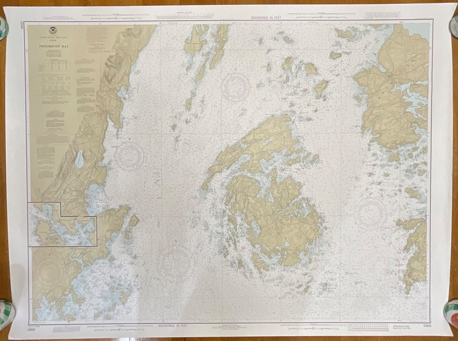 Vintage 1984 NOAA Penobscot Bay Nautical Chart 36in x 48in Maine Map - Image 1