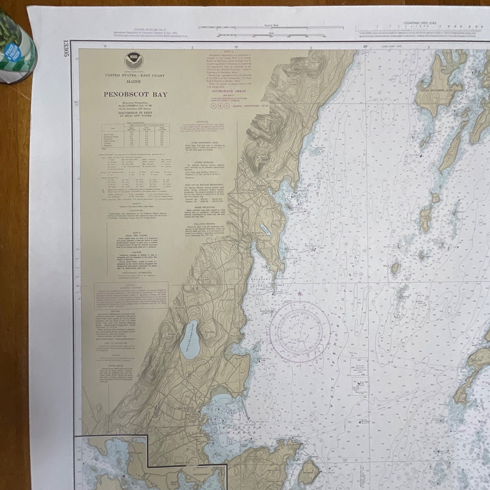 Vintage 1984 NOAA Penobscot Bay Nautical Chart 36in x 48in Maine Map - Image 3