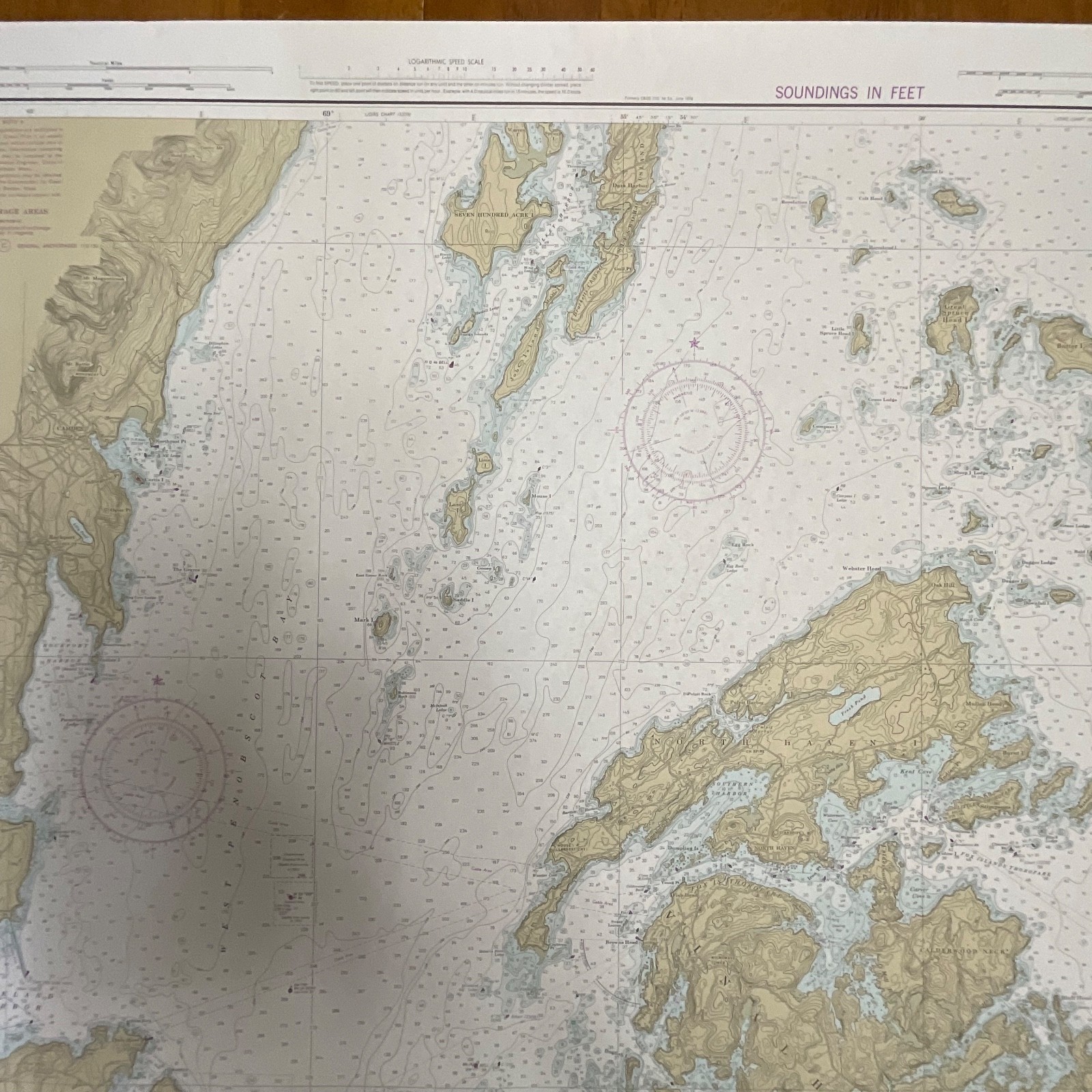 Vintage 1984 NOAA Penobscot Bay Nautical Chart 36in x 48in Maine Map - Image 4