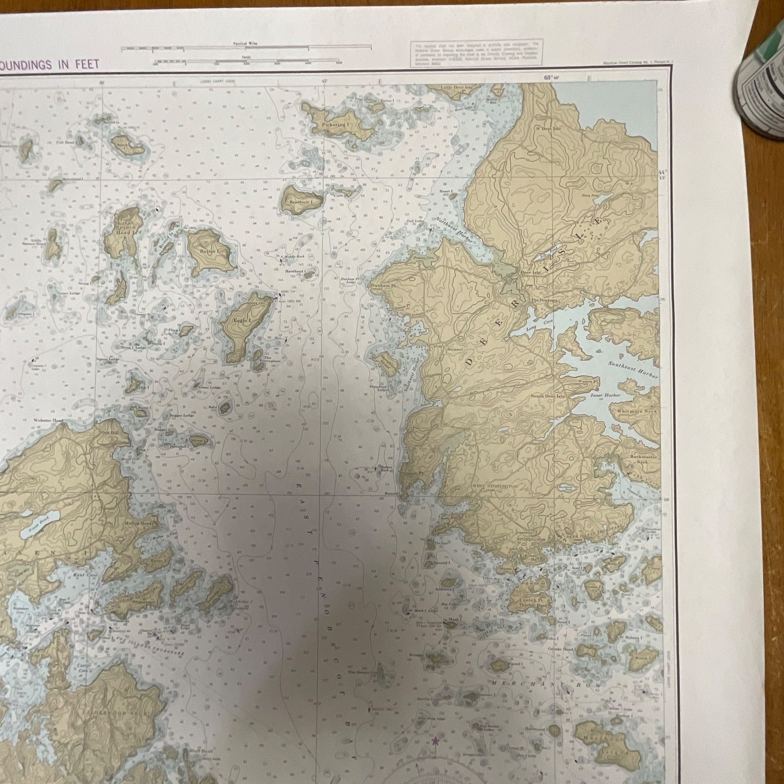 Vintage 1984 NOAA Penobscot Bay Nautical Chart 36in x 48in Maine Map - Image 6