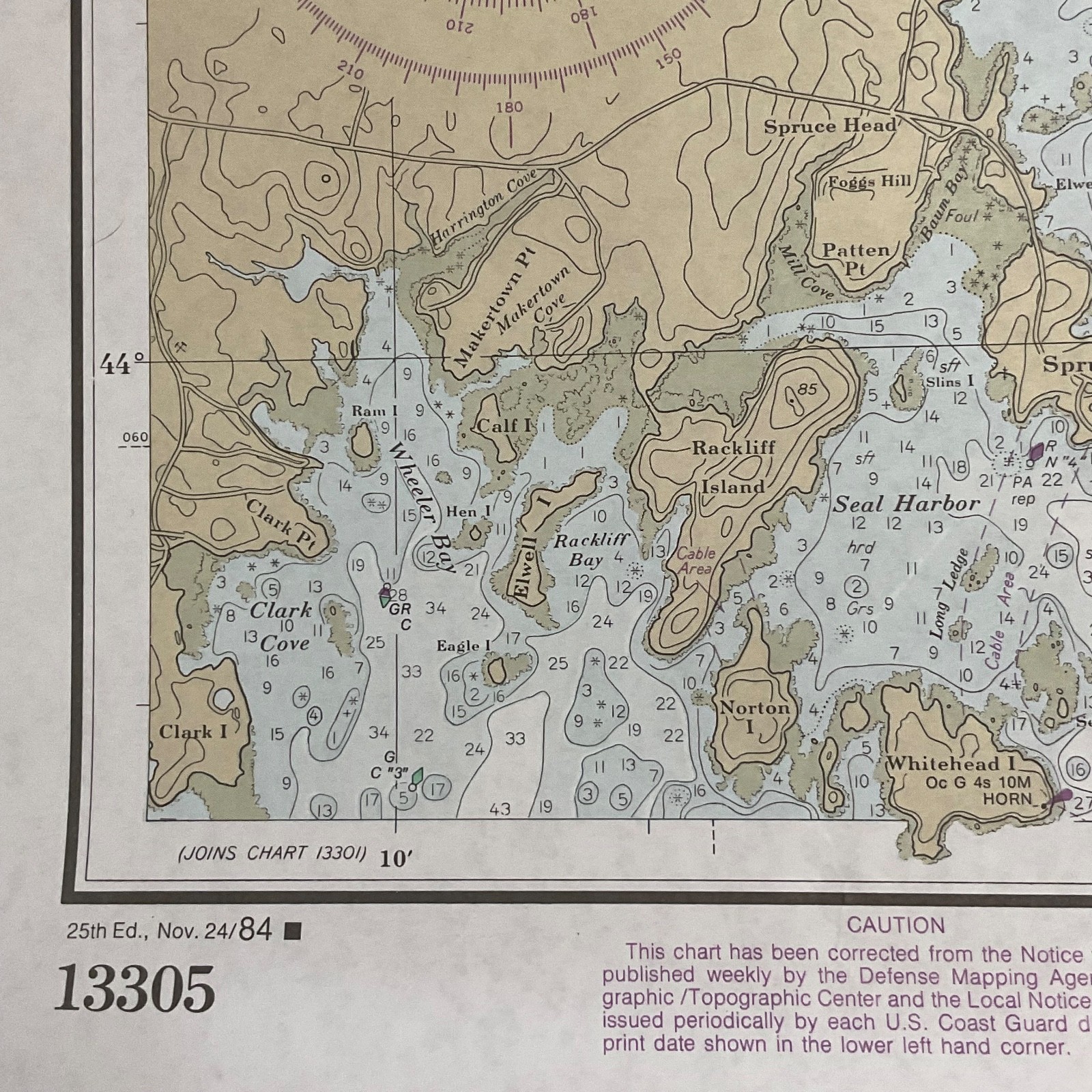 Vintage 1984 NOAA Penobscot Bay Nautical Chart 36in x 48in Maine Map - Image 12