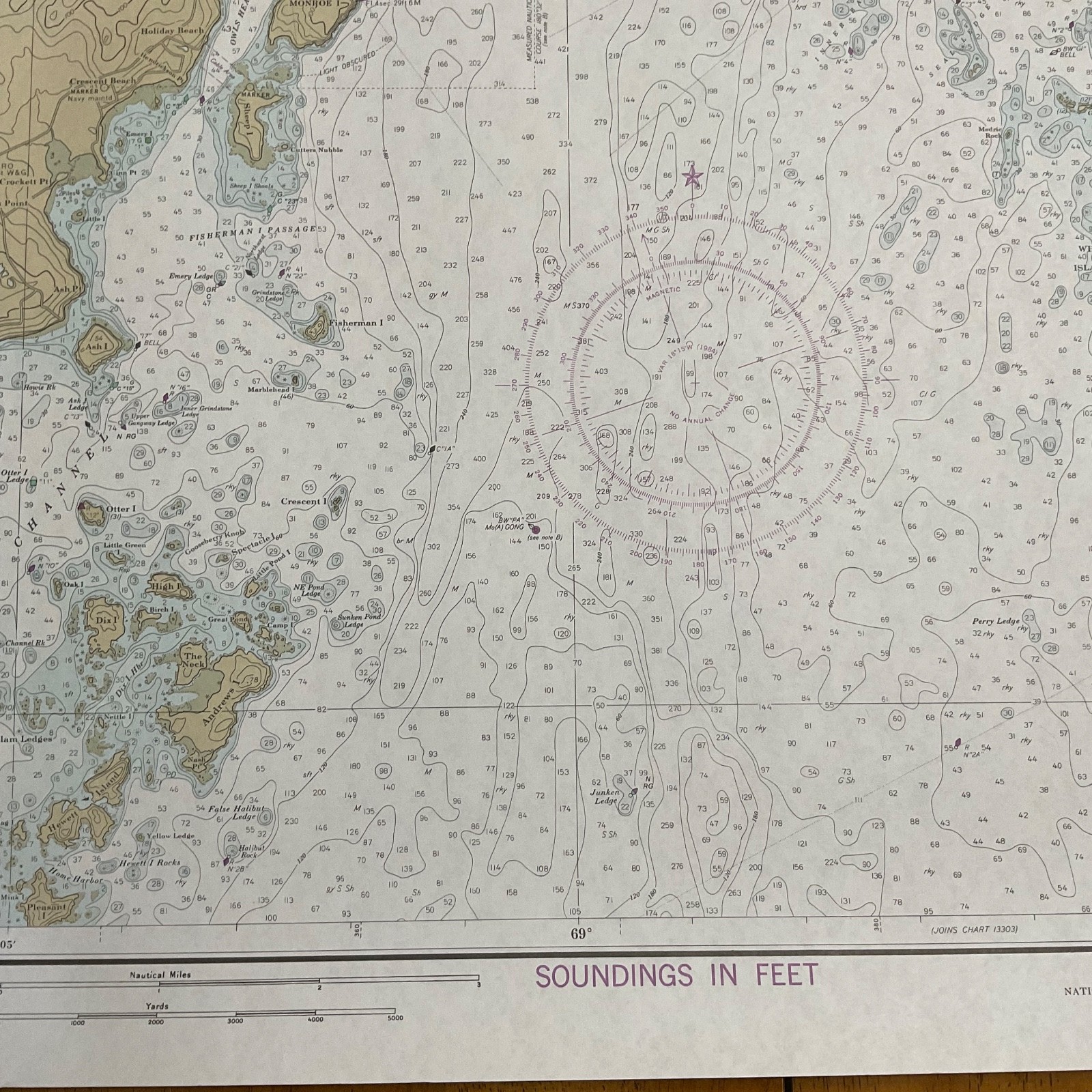 Vintage 1984 NOAA Penobscot Bay Nautical Chart 36in x 48in Maine Map - Image 13
