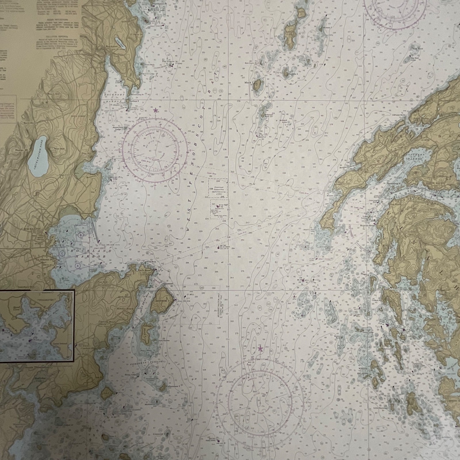 Vintage 1984 NOAA Penobscot Bay Nautical Chart 36in x 48in Maine Map - Image 9