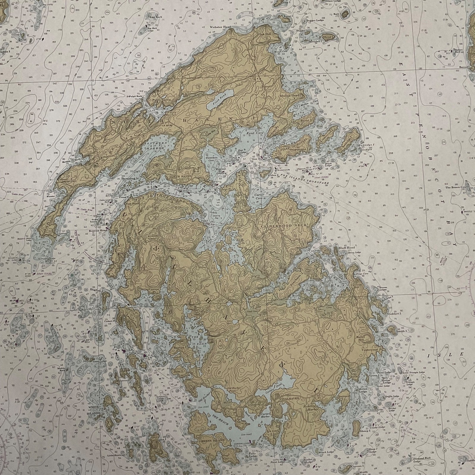 Vintage 1984 NOAA Penobscot Bay Nautical Chart 36in x 48in Maine Map - Image 16