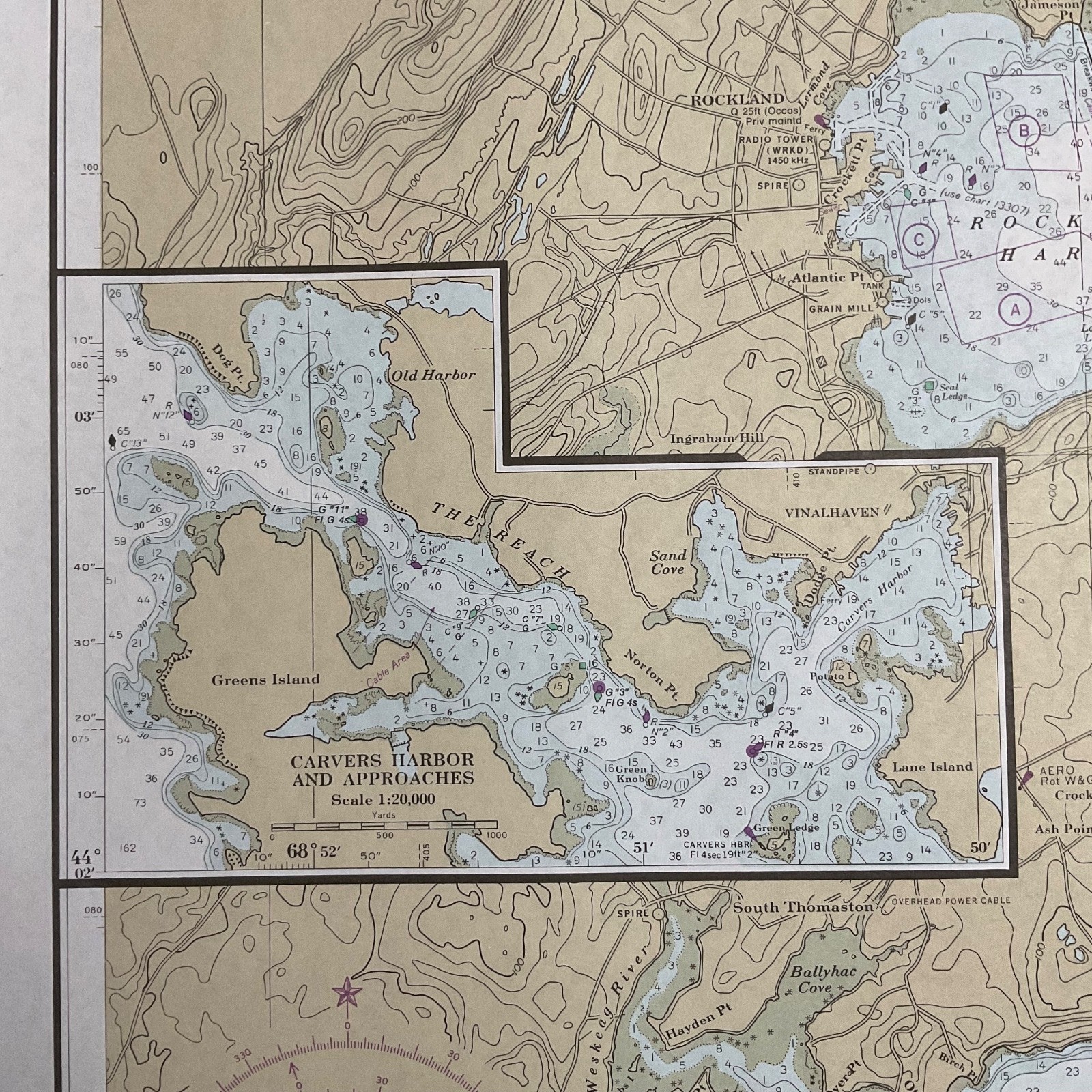 Vintage 1984 NOAA Penobscot Bay Nautical Chart 36in x 48in Maine Map - Image 17