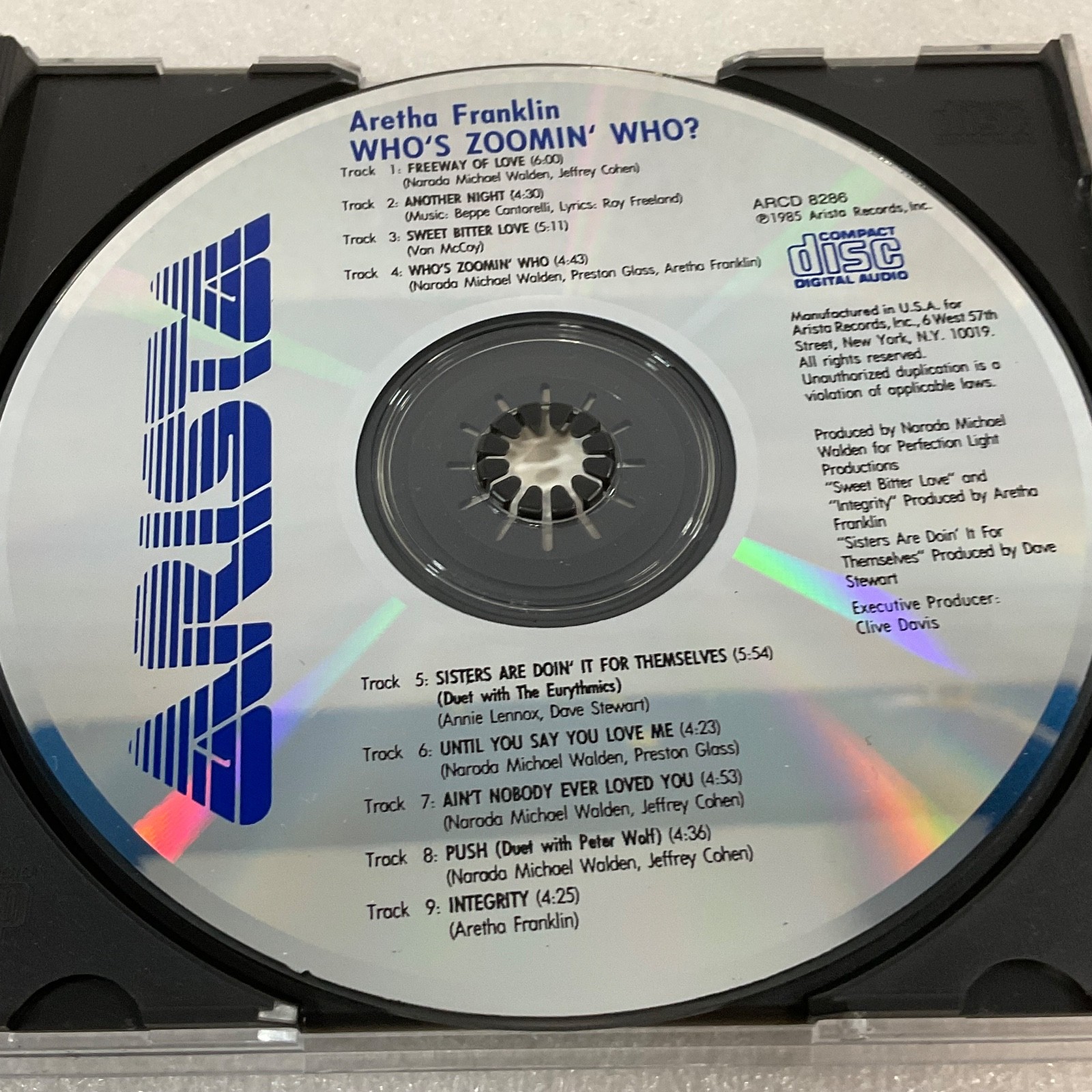 Aretha Franklin Who’s Zoomin’ Who CD 1985 Arista ARCD 8286 Soul R&B - Image 15