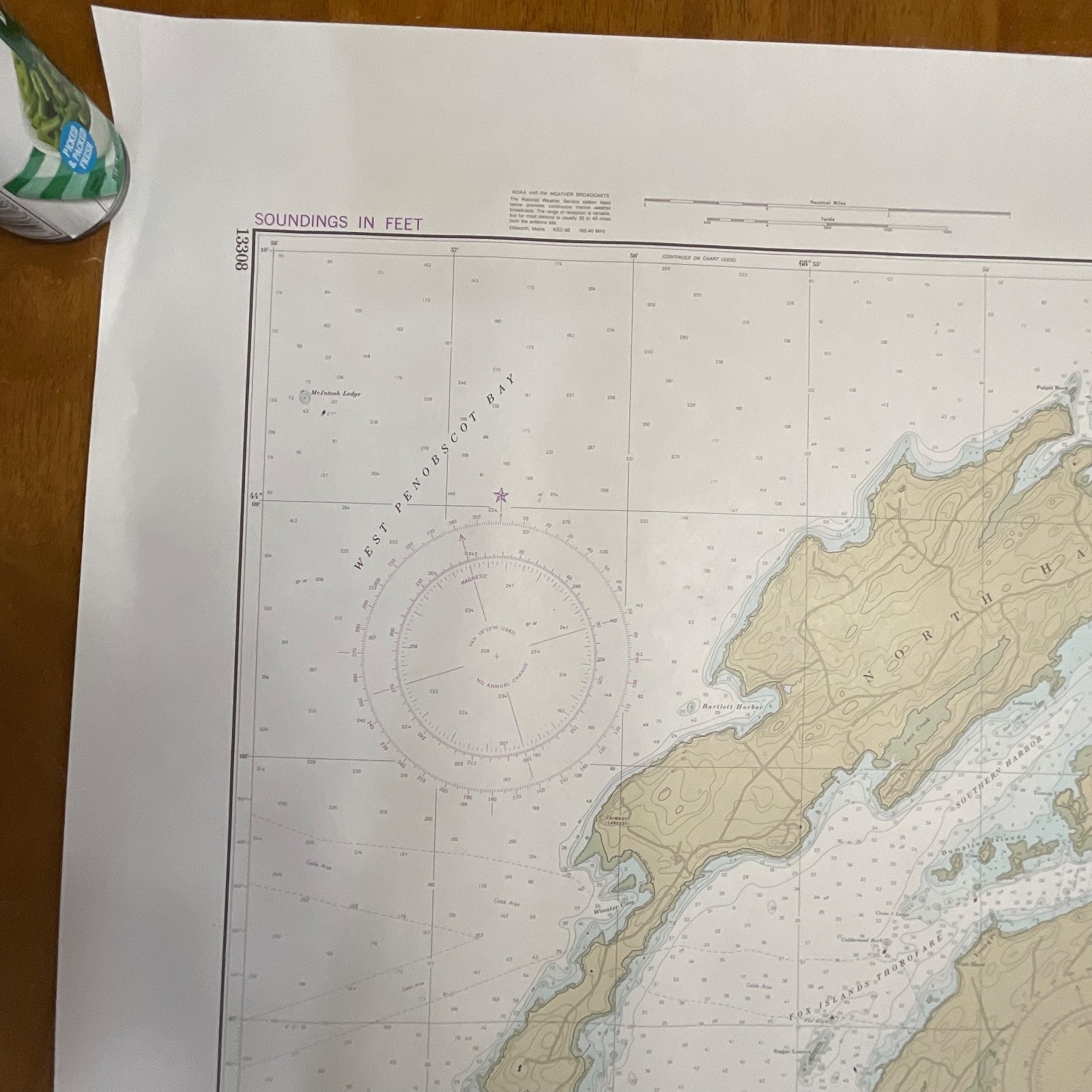 1982 Maine Fox Islands Thorofare NOAA Chart 35in x 48in Nautical Map - Image 3