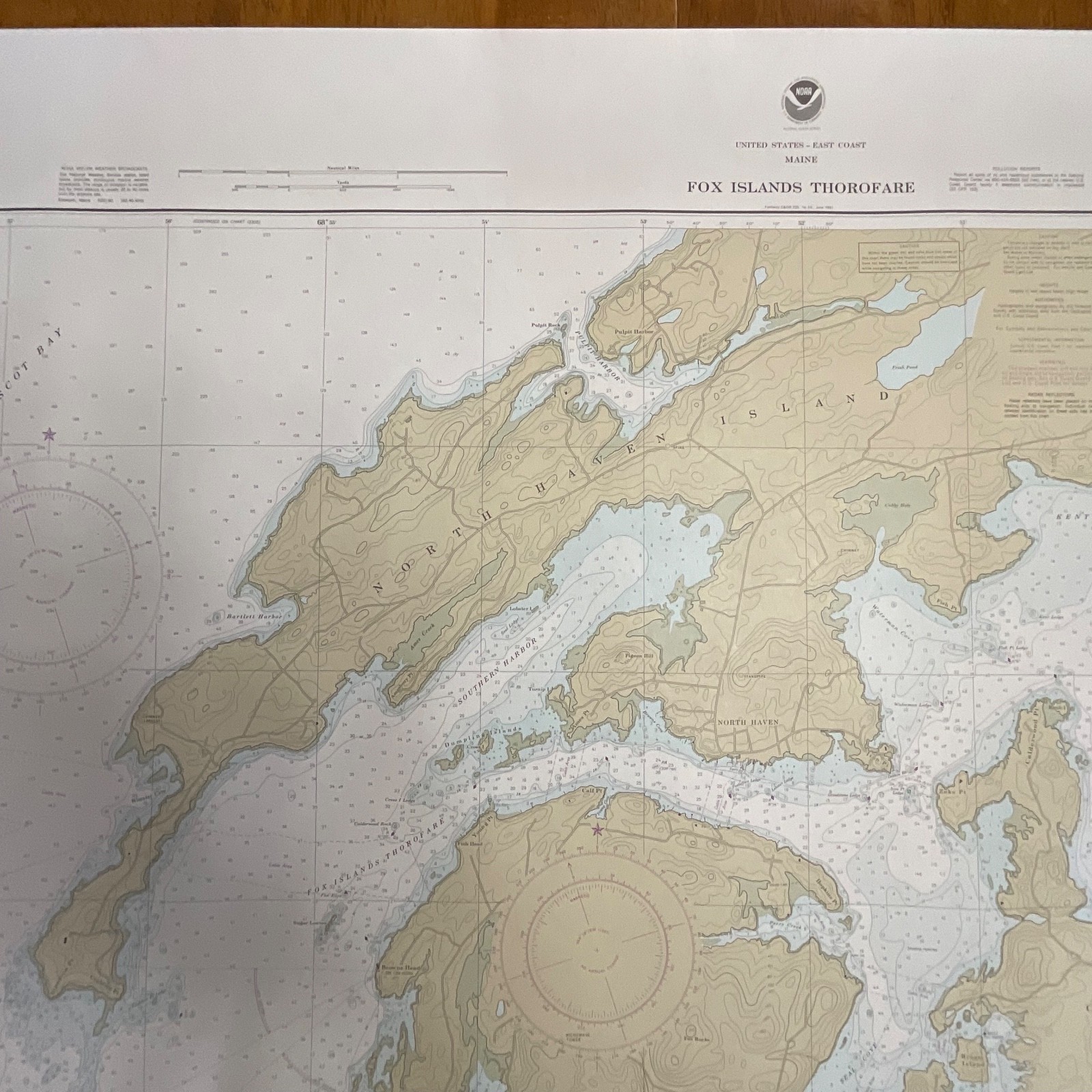 1982 Maine Fox Islands Thorofare NOAA Chart 35in x 48in Nautical Map - Image 4