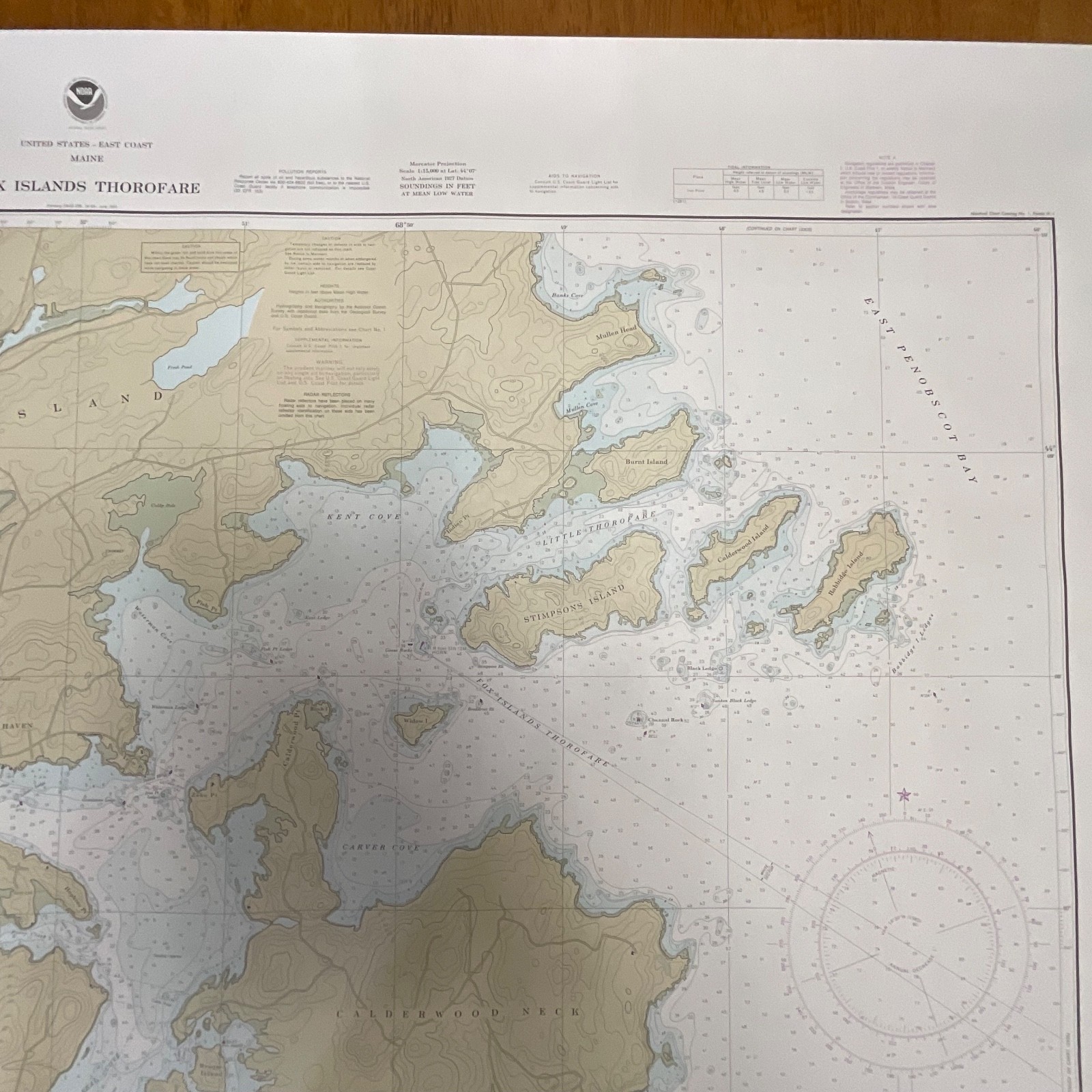 1982 Maine Fox Islands Thorofare NOAA Chart 35in x 48in Nautical Map - Image 5