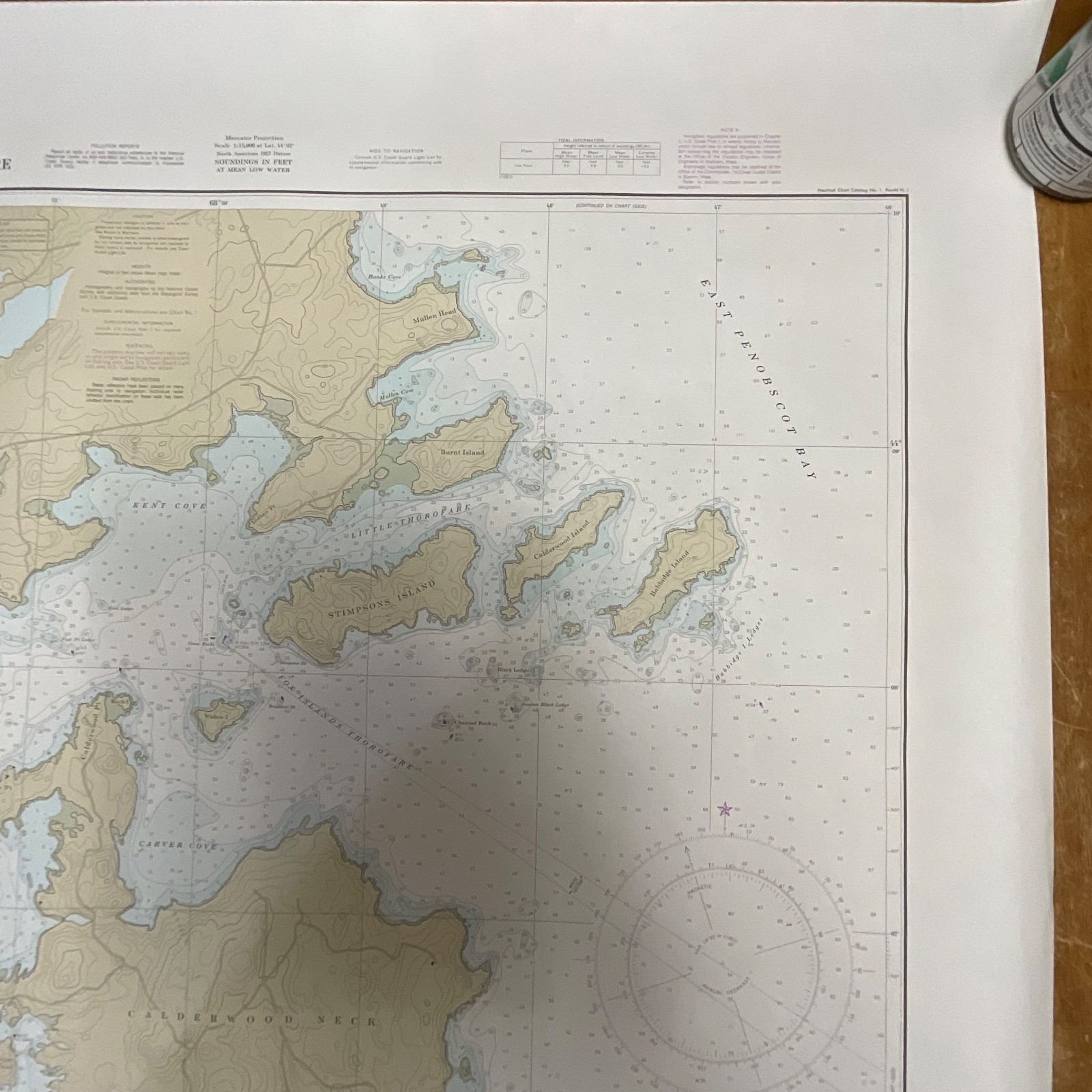 1982 Maine Fox Islands Thorofare NOAA Chart 35in x 48in Nautical Map - Image 6