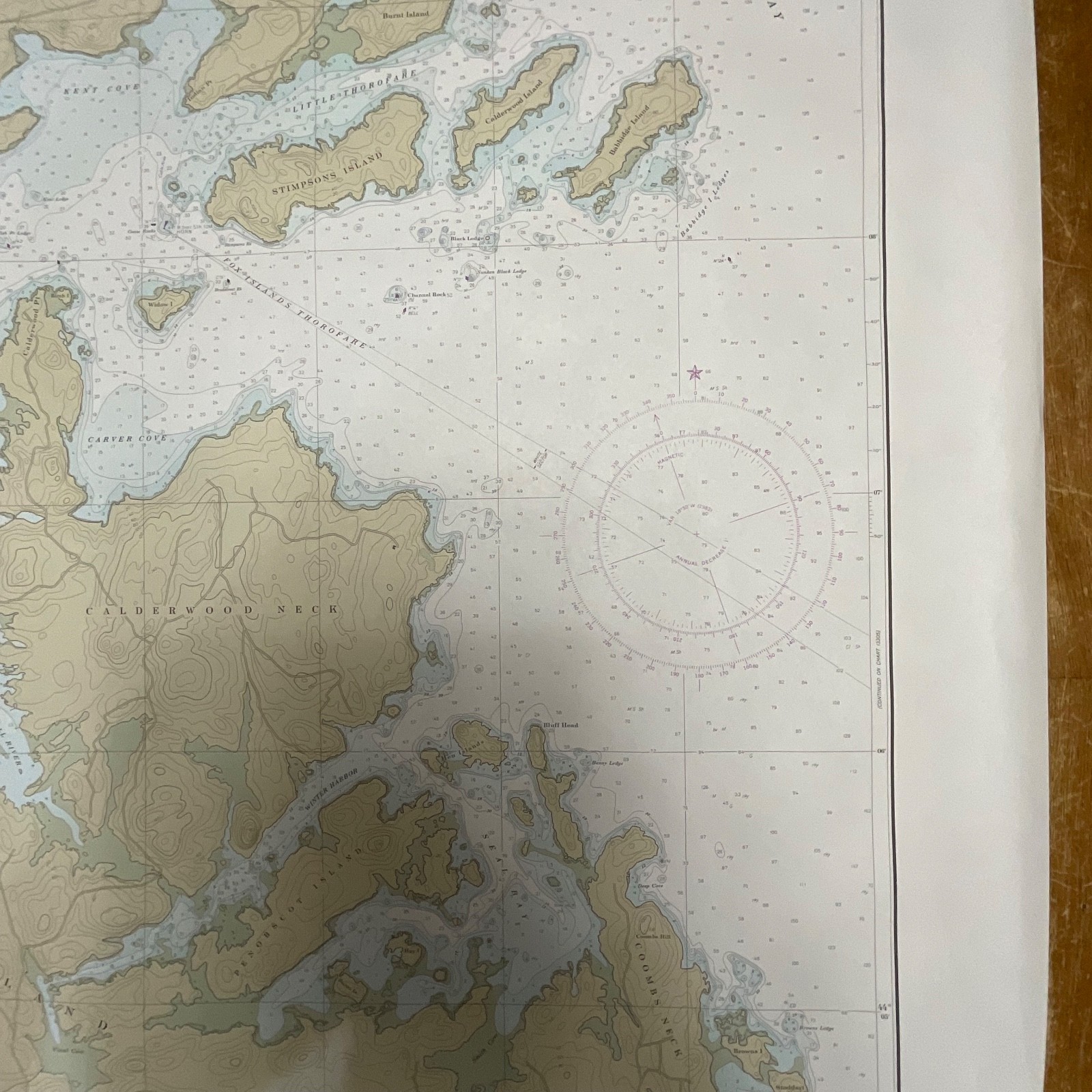 1982 Maine Fox Islands Thorofare NOAA Chart 35in x 48in Nautical Map - Image 7