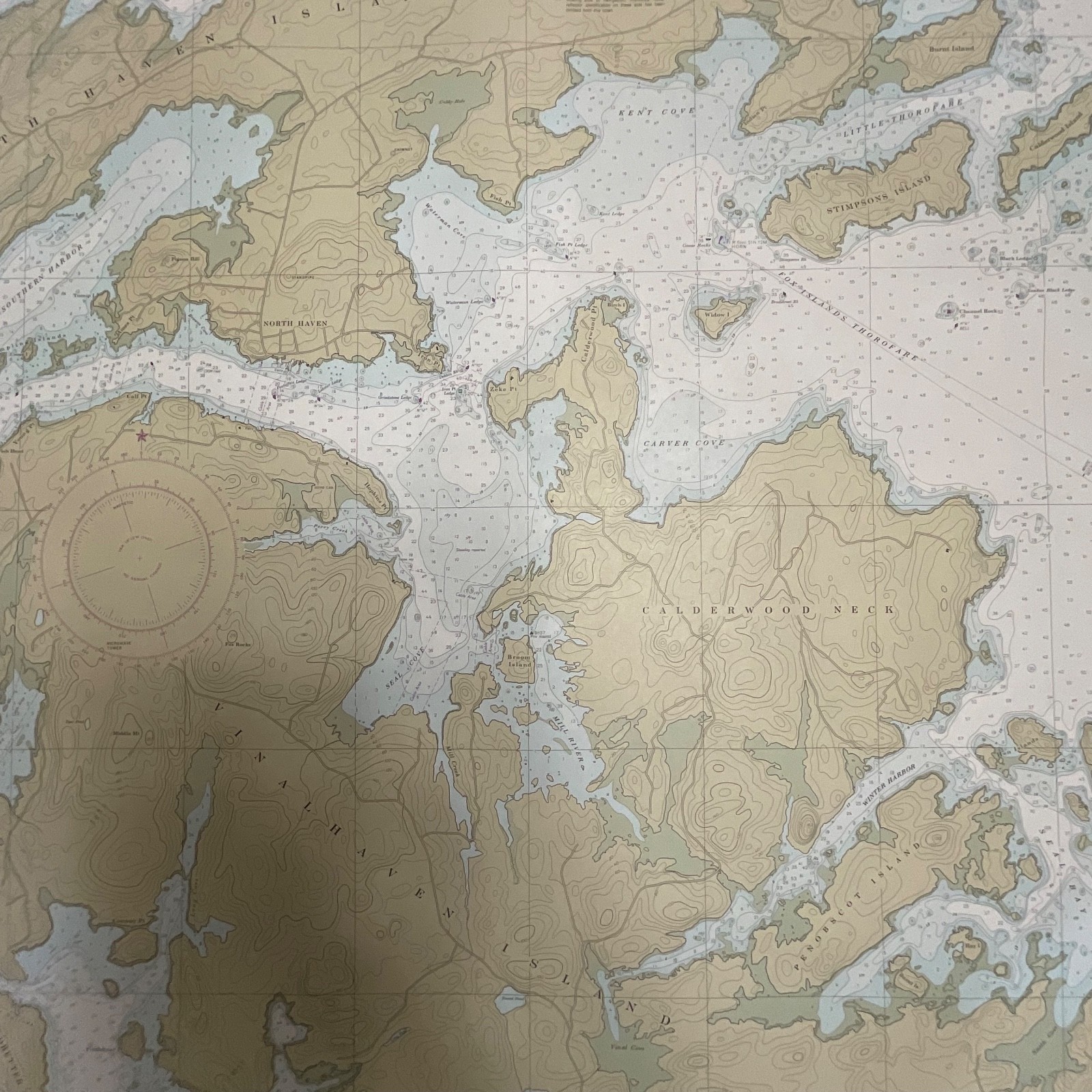 1982 Maine Fox Islands Thorofare NOAA Chart 35in x 48in Nautical Map - Image 8