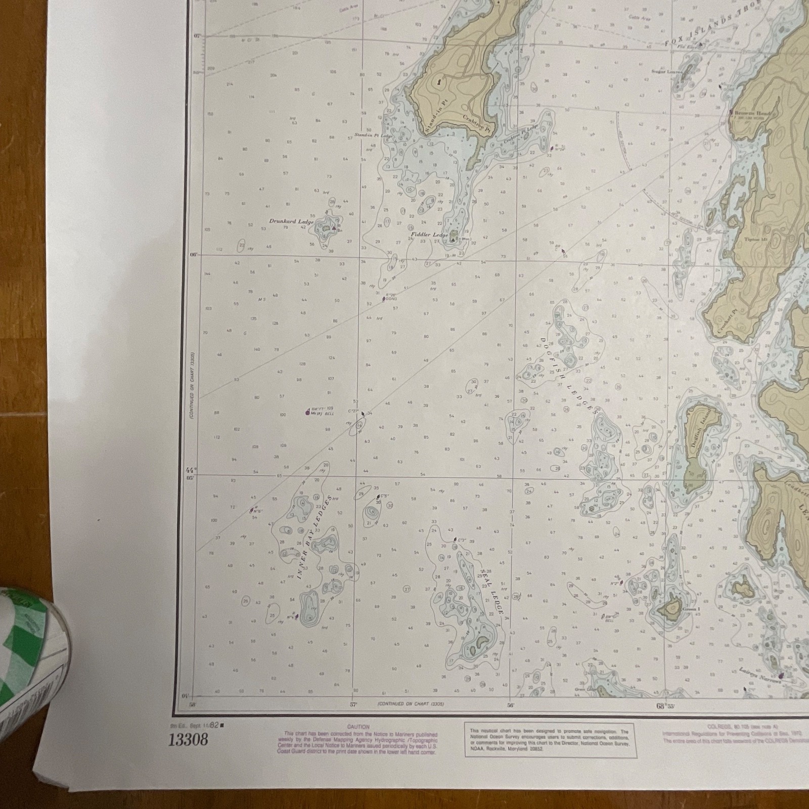 1982 Maine Fox Islands Thorofare NOAA Chart 35in x 48in Nautical Map - Image 11