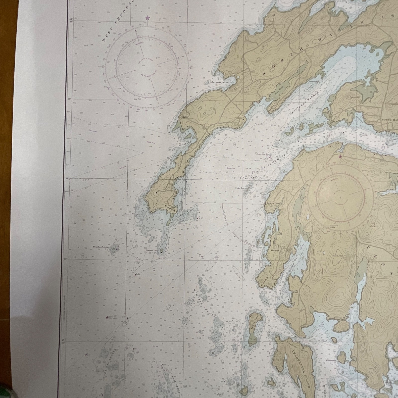 1982 Maine Fox Islands Thorofare NOAA Chart 35in x 48in Nautical Map - Image 10