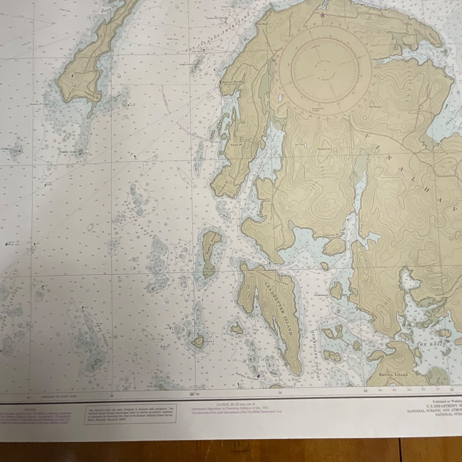 1982 Maine Fox Islands Thorofare NOAA Chart 35in x 48in Nautical Map - Image 13