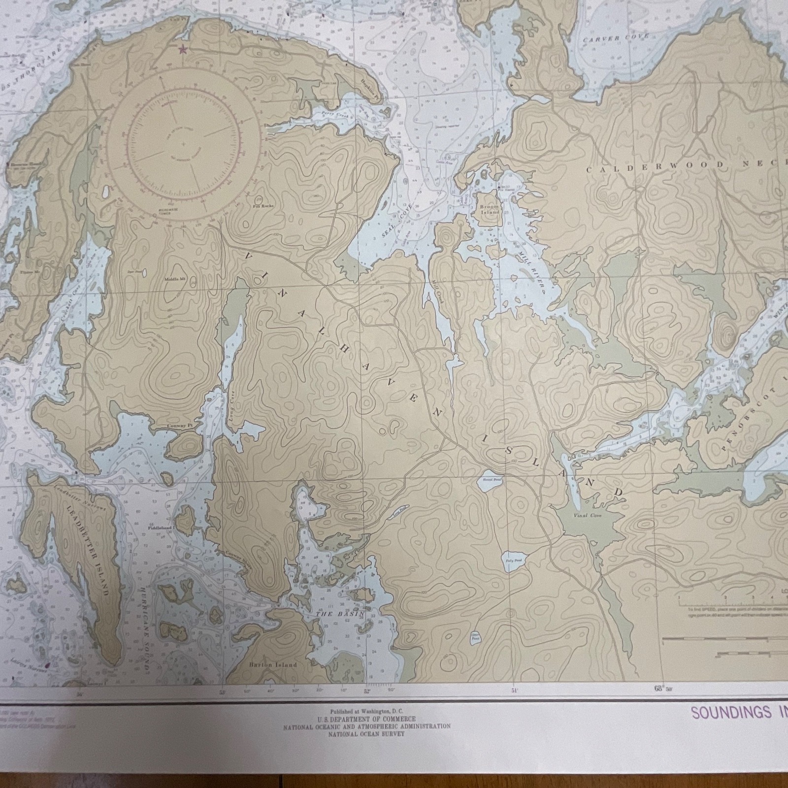 1982 Maine Fox Islands Thorofare NOAA Chart 35in x 48in Nautical Map - Image 14