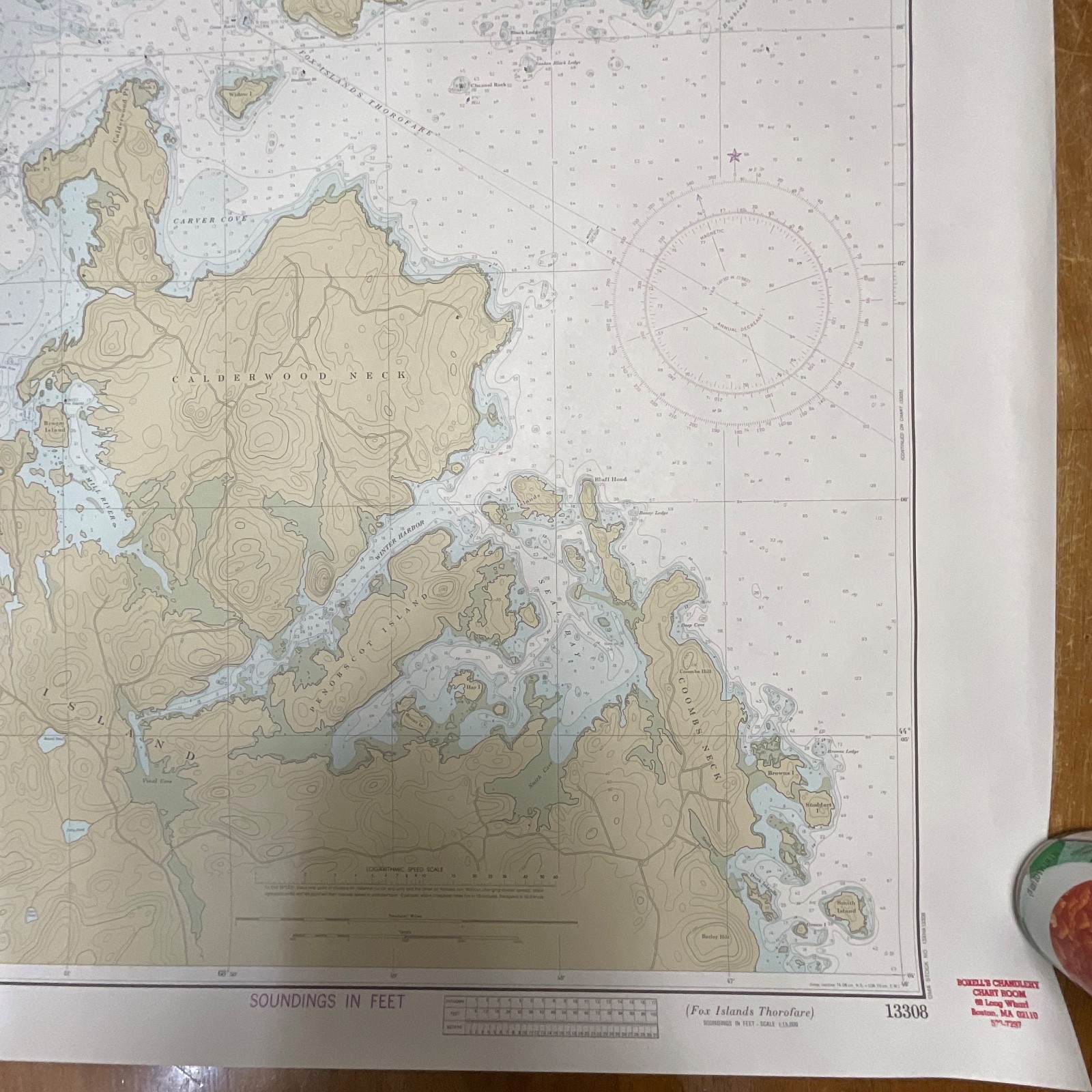 1982 Maine Fox Islands Thorofare NOAA Chart 35in x 48in Nautical Map - Image 15