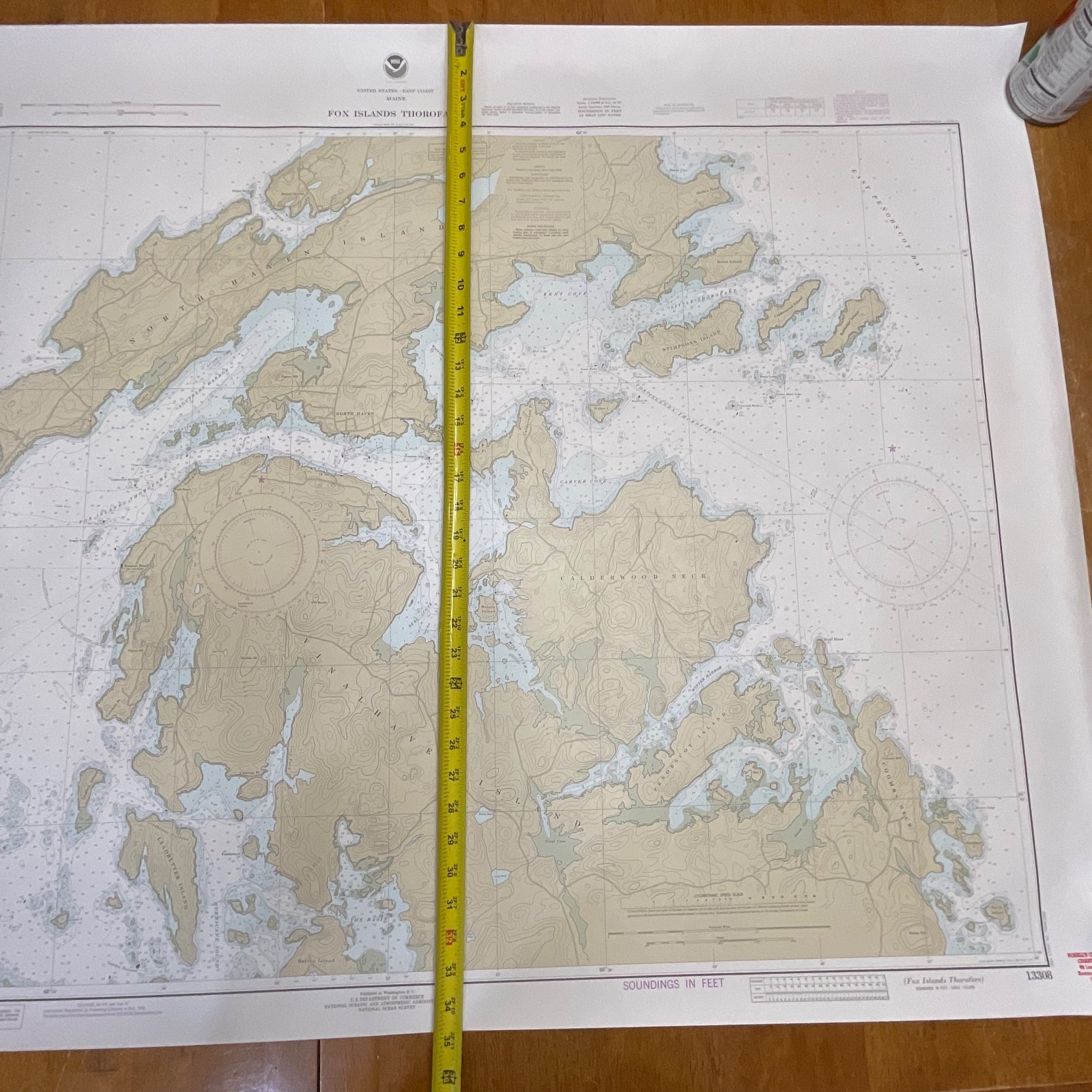 1982 Maine Fox Islands Thorofare NOAA Chart 35in x 48in Nautical Map - Image 16