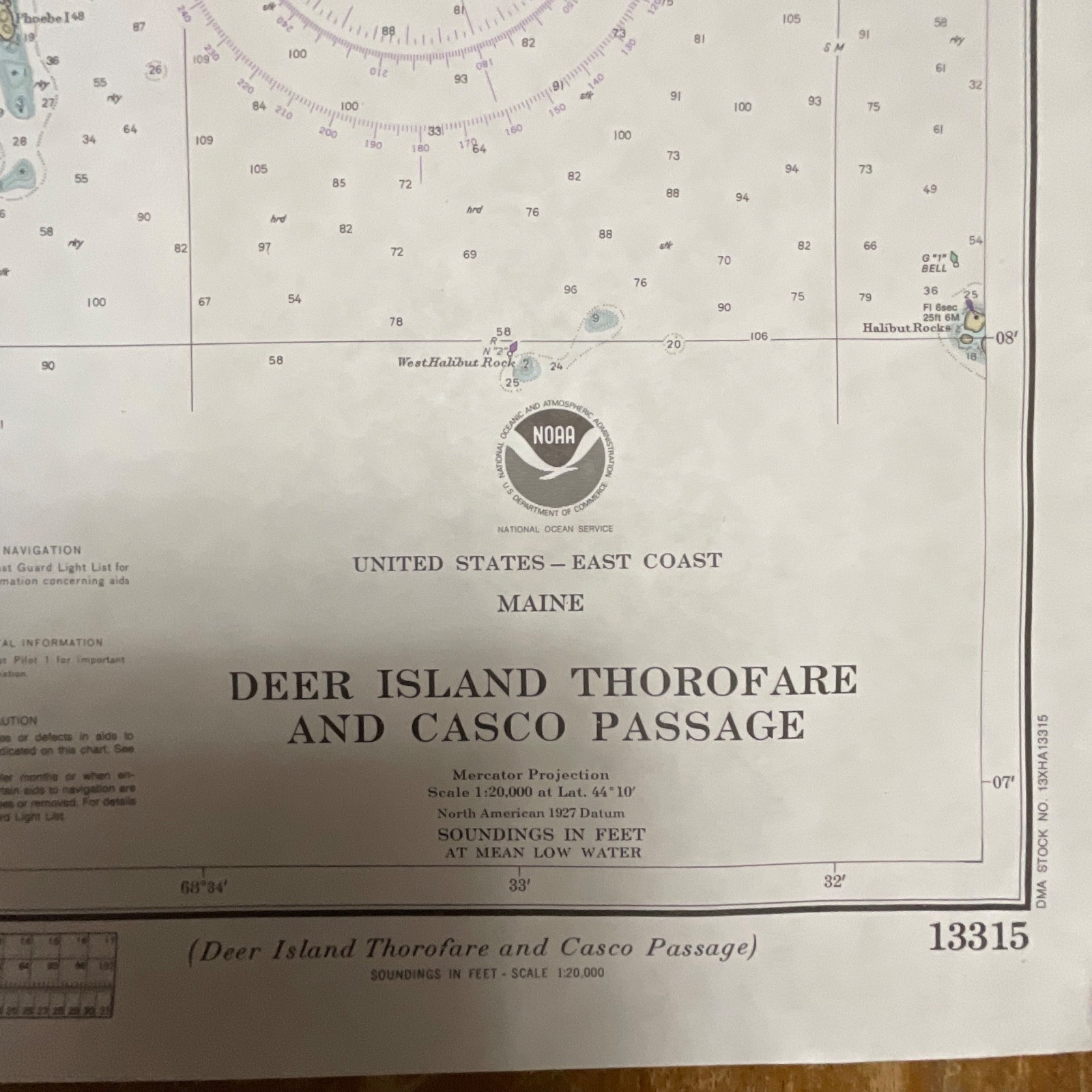 1984 NOAA Chart Deer Island Thorofare Casco Passage 35in x 25in Maine - Image 2
