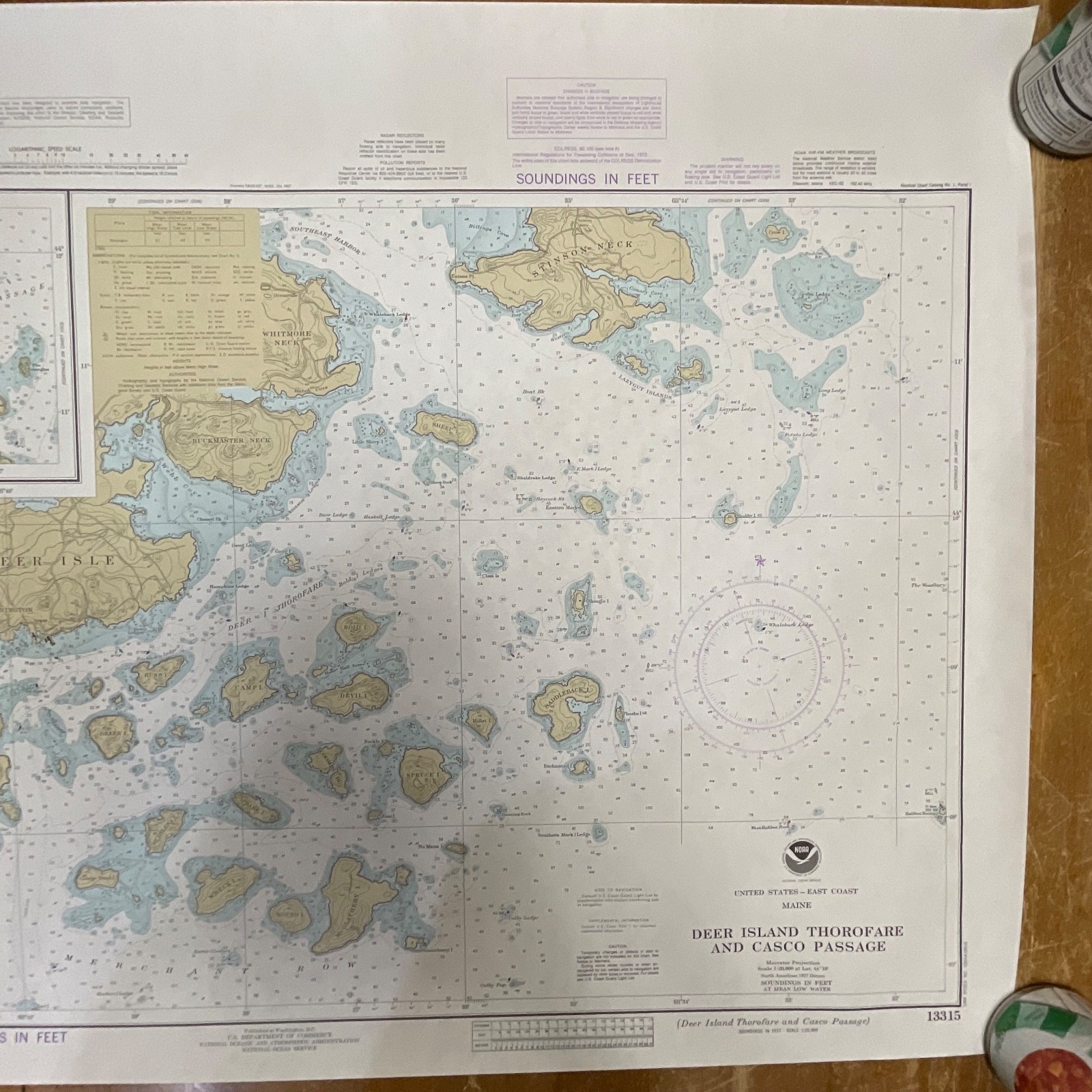 1984 NOAA Chart Deer Island Thorofare Casco Passage 35in x 25in Maine - Image 3