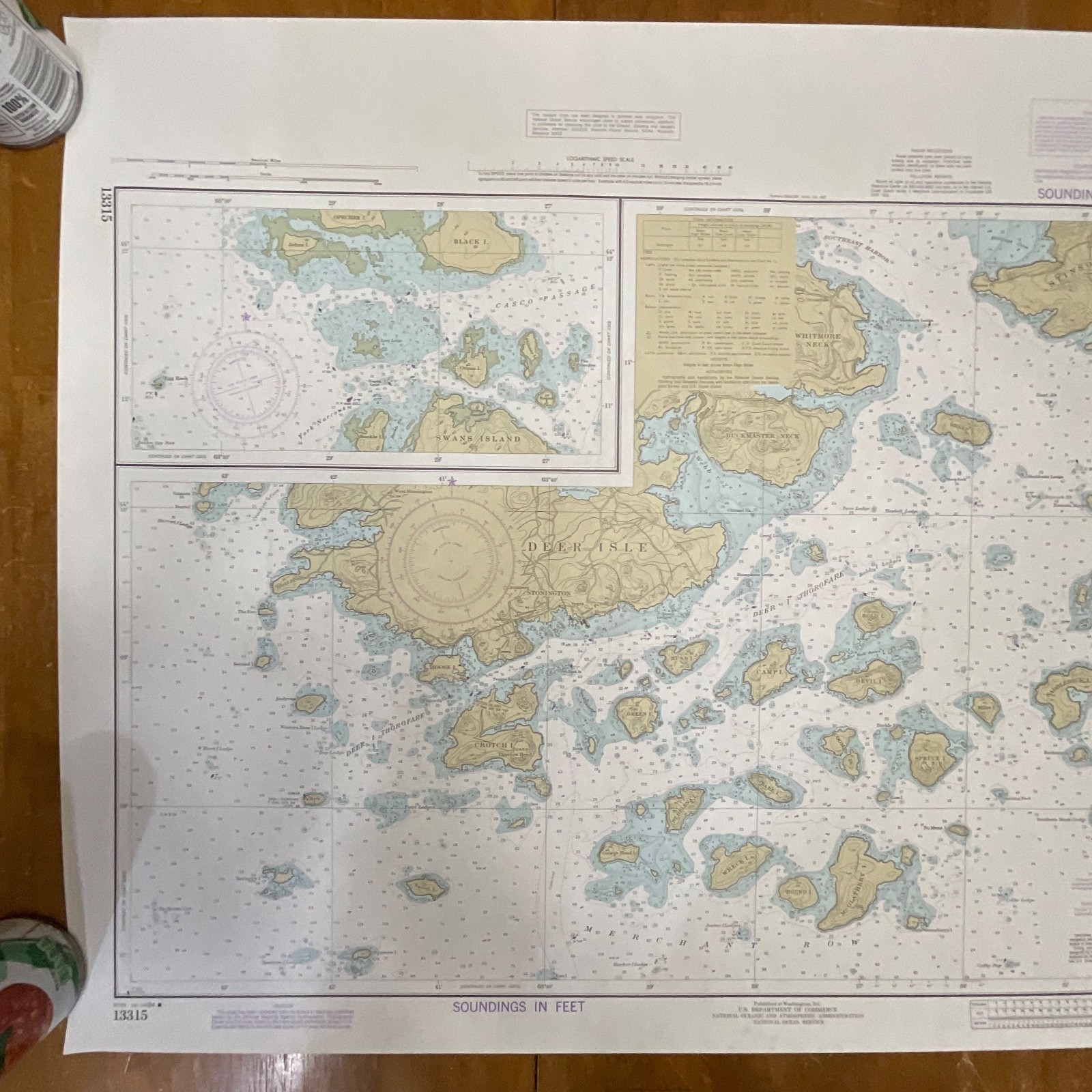 1984 NOAA Chart Deer Island Thorofare Casco Passage 35in x 25in Maine - Image 4