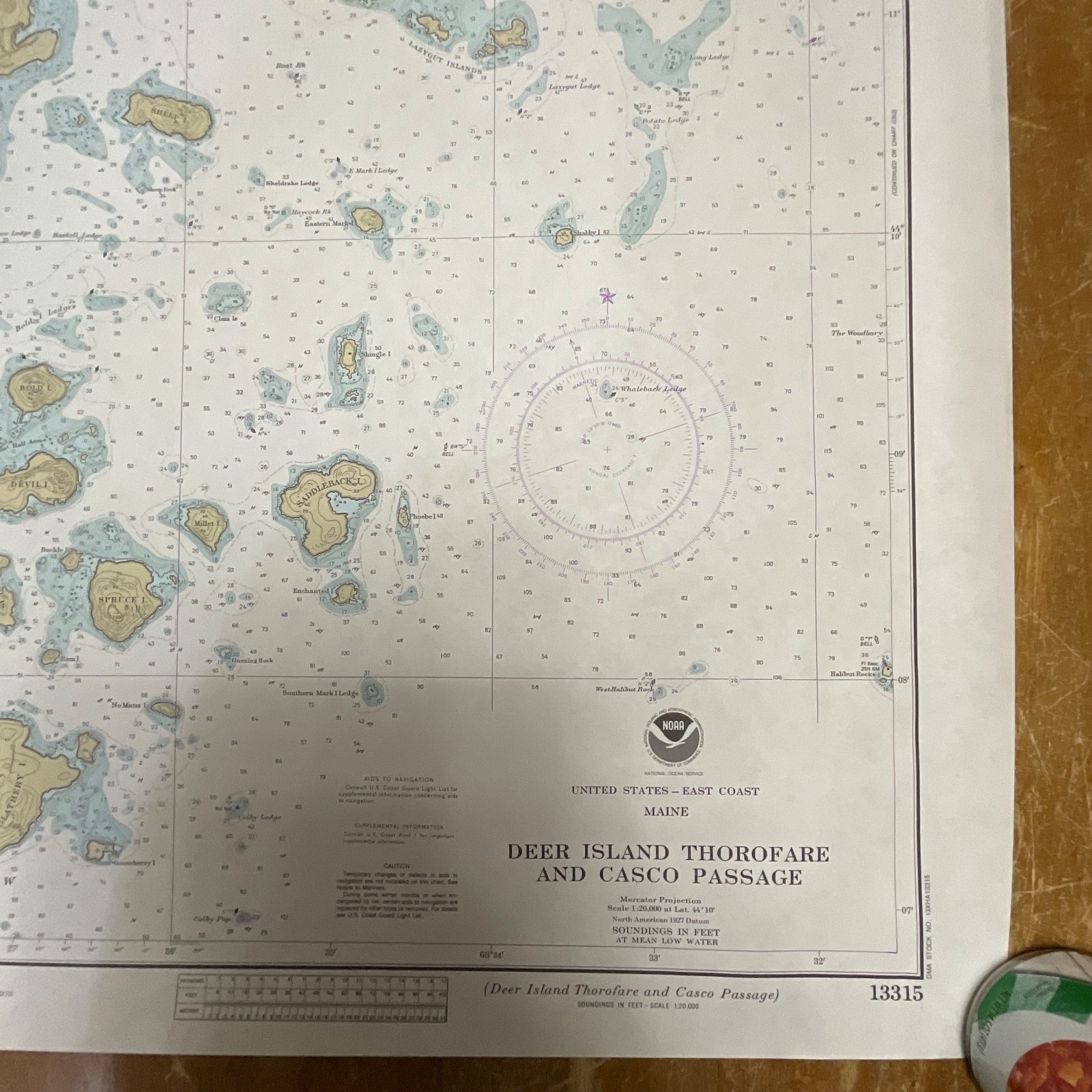 1984 NOAA Chart Deer Island Thorofare Casco Passage 35in x 25in Maine - Image 5