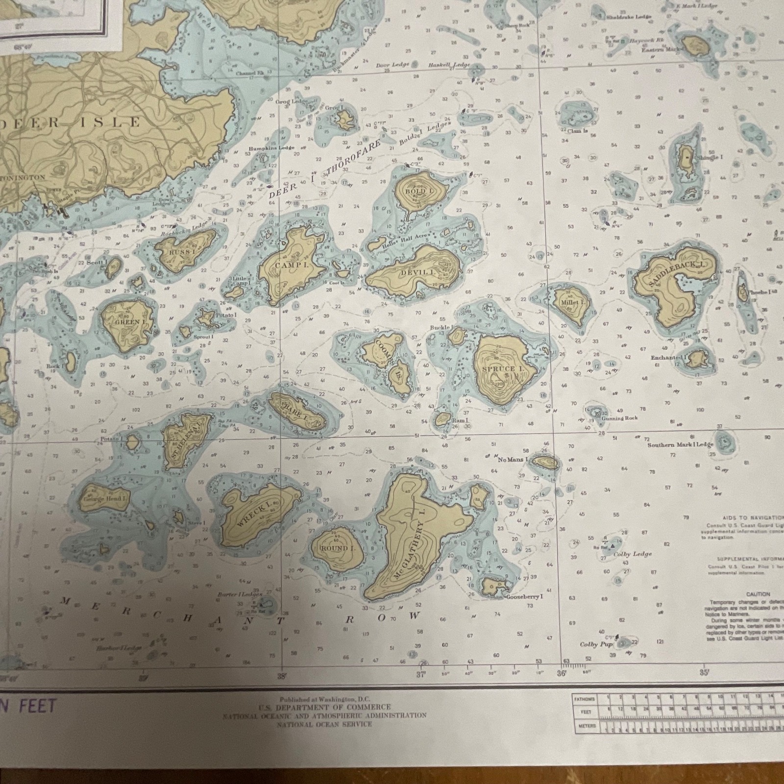 1984 NOAA Chart Deer Island Thorofare Casco Passage 35in x 25in Maine - Image 6