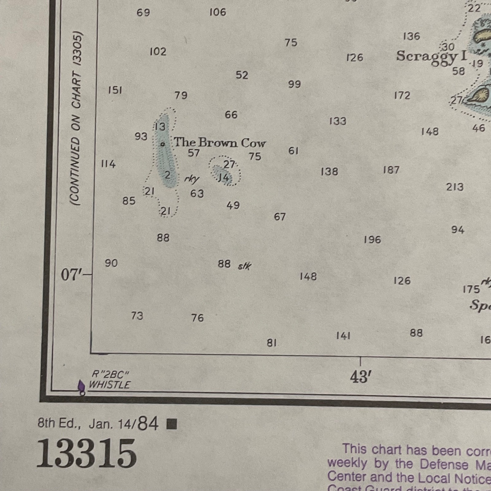 1984 NOAA Chart Deer Island Thorofare Casco Passage 35in x 25in Maine - Image 9