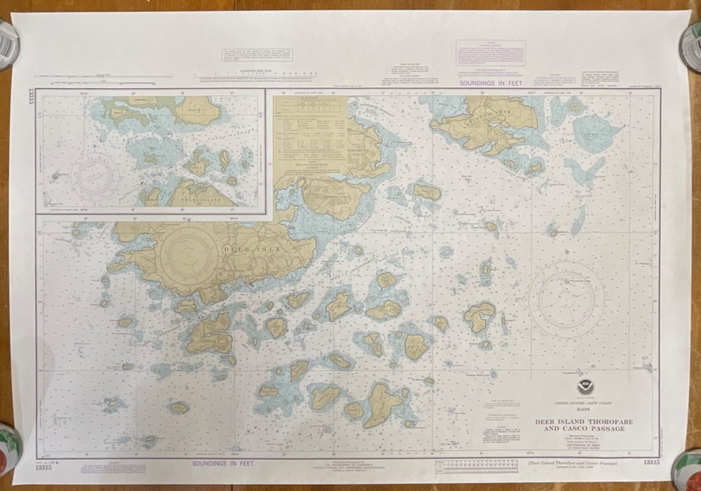 1984 NOAA Chart Deer Island Thorofare Casco Passage 35in x 25in Maine - Image 1