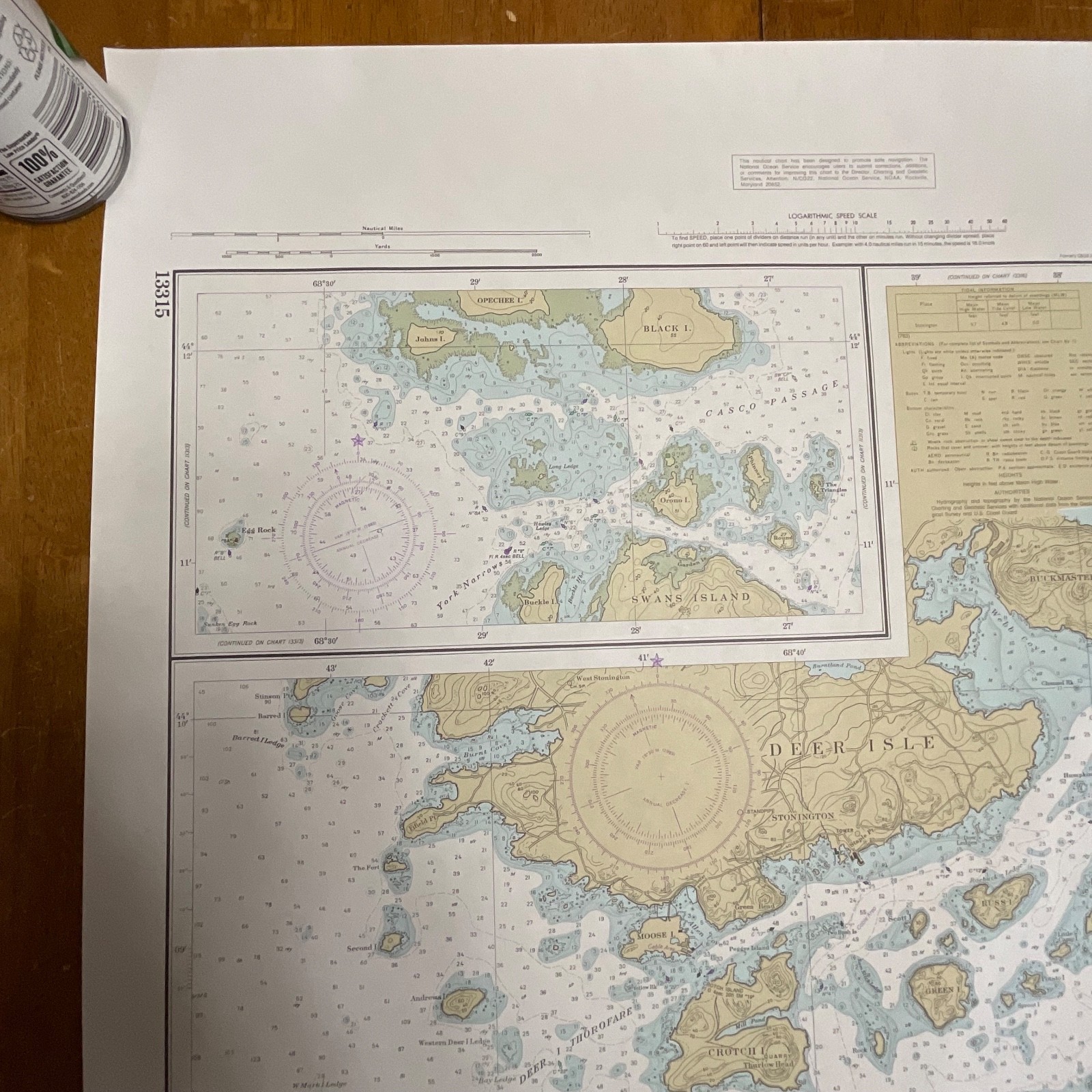 1984 NOAA Chart Deer Island Thorofare Casco Passage 35in x 25in Maine - Image 10