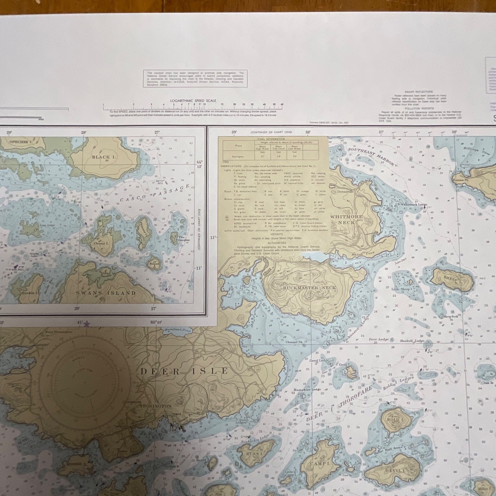 1984 NOAA Chart Deer Island Thorofare Casco Passage 35in x 25in Maine - Image 11