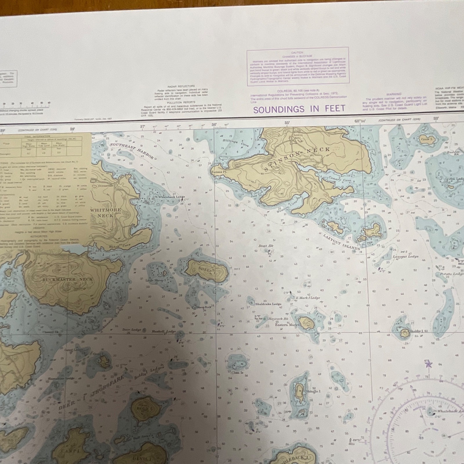 1984 NOAA Chart Deer Island Thorofare Casco Passage 35in x 25in Maine - Image 12