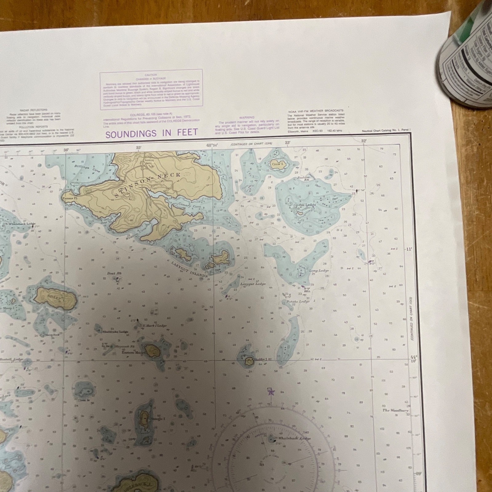 1984 NOAA Chart Deer Island Thorofare Casco Passage 35in x 25in Maine - Image 13
