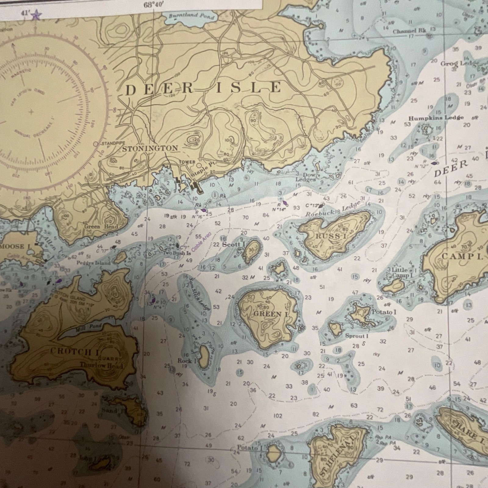 1984 NOAA Chart Deer Island Thorofare Casco Passage 35in x 25in Maine - Image 16