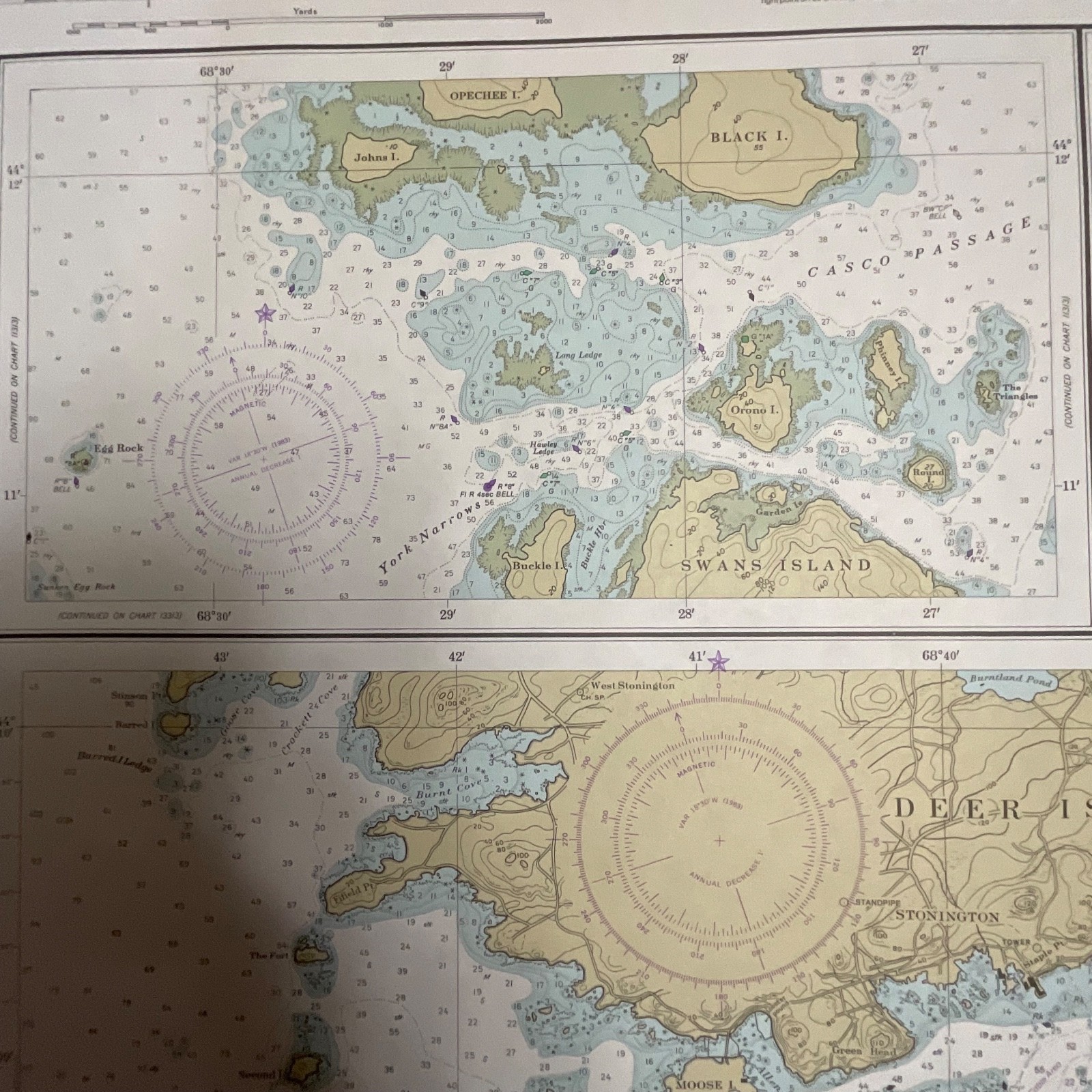 1984 NOAA Chart Deer Island Thorofare Casco Passage 35in x 25in Maine - Image 14