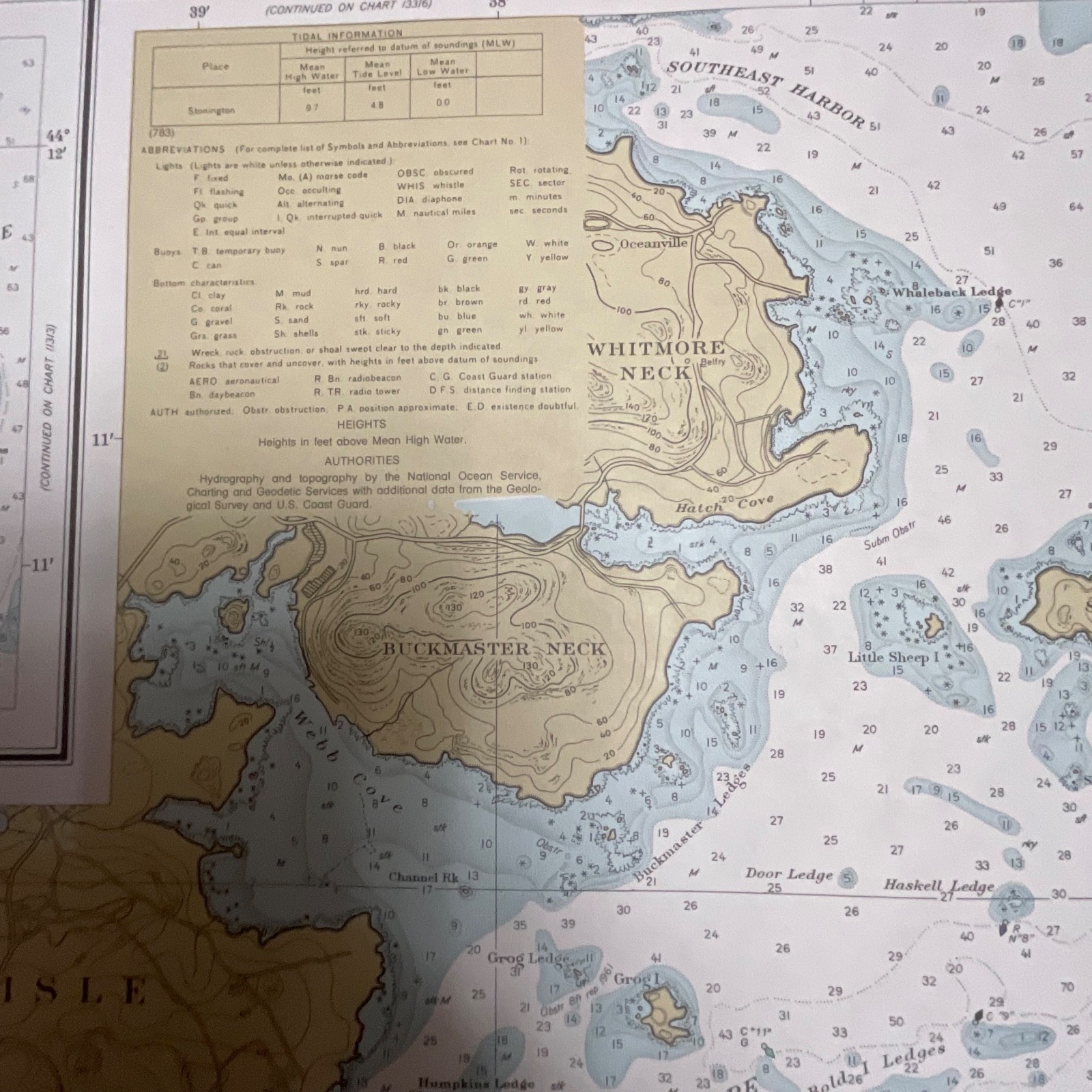 1984 NOAA Chart Deer Island Thorofare Casco Passage 35in x 25in Maine - Image 15