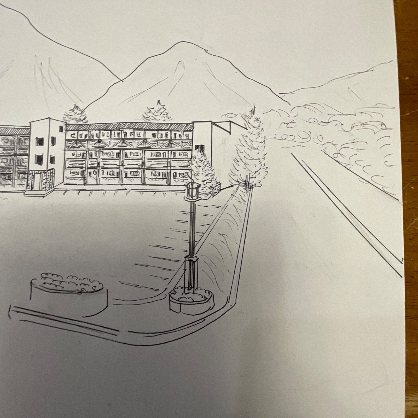 Original Philip Luskin Drawing Clarion Inn Sun Valley Idaho 18in x 24in - Image 7