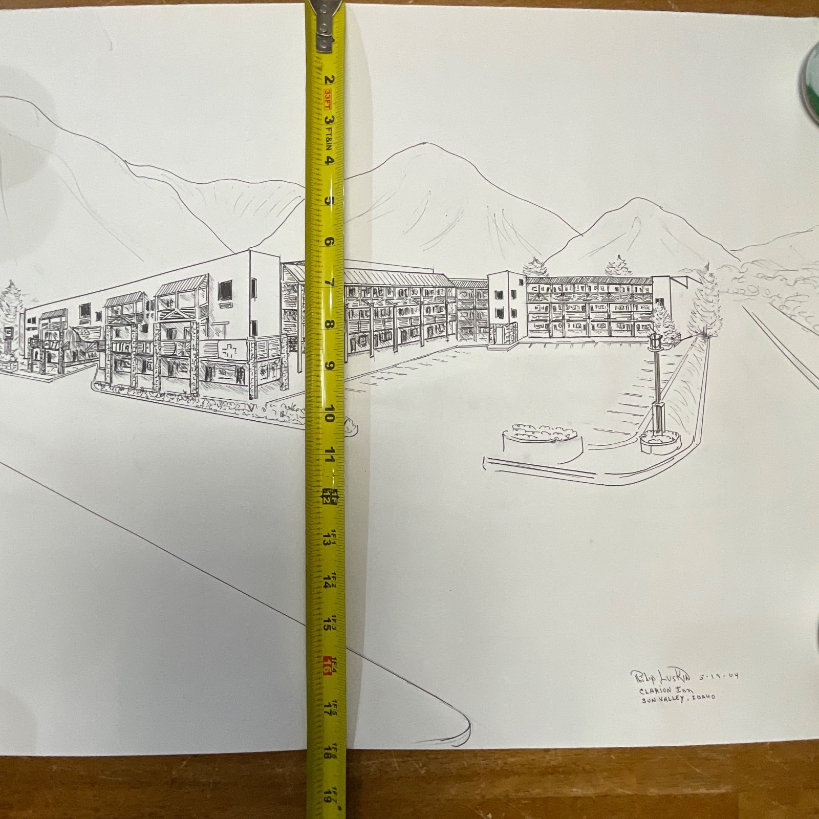 Original Philip Luskin Drawing Clarion Inn Sun Valley Idaho 18in x 24in - Image 9