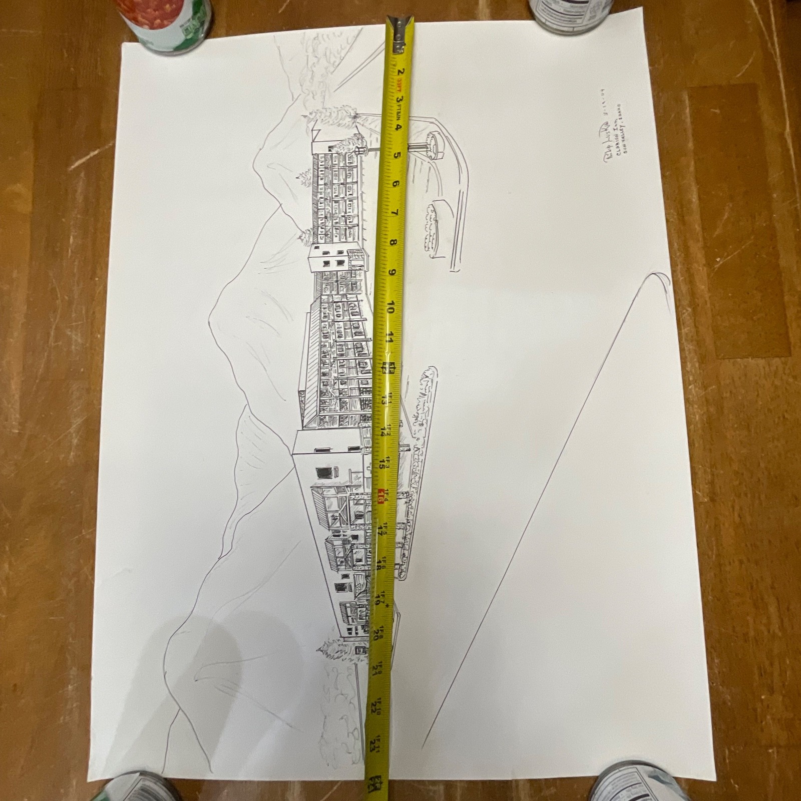Original Philip Luskin Drawing Clarion Inn Sun Valley Idaho 18in x 24in - Image 11