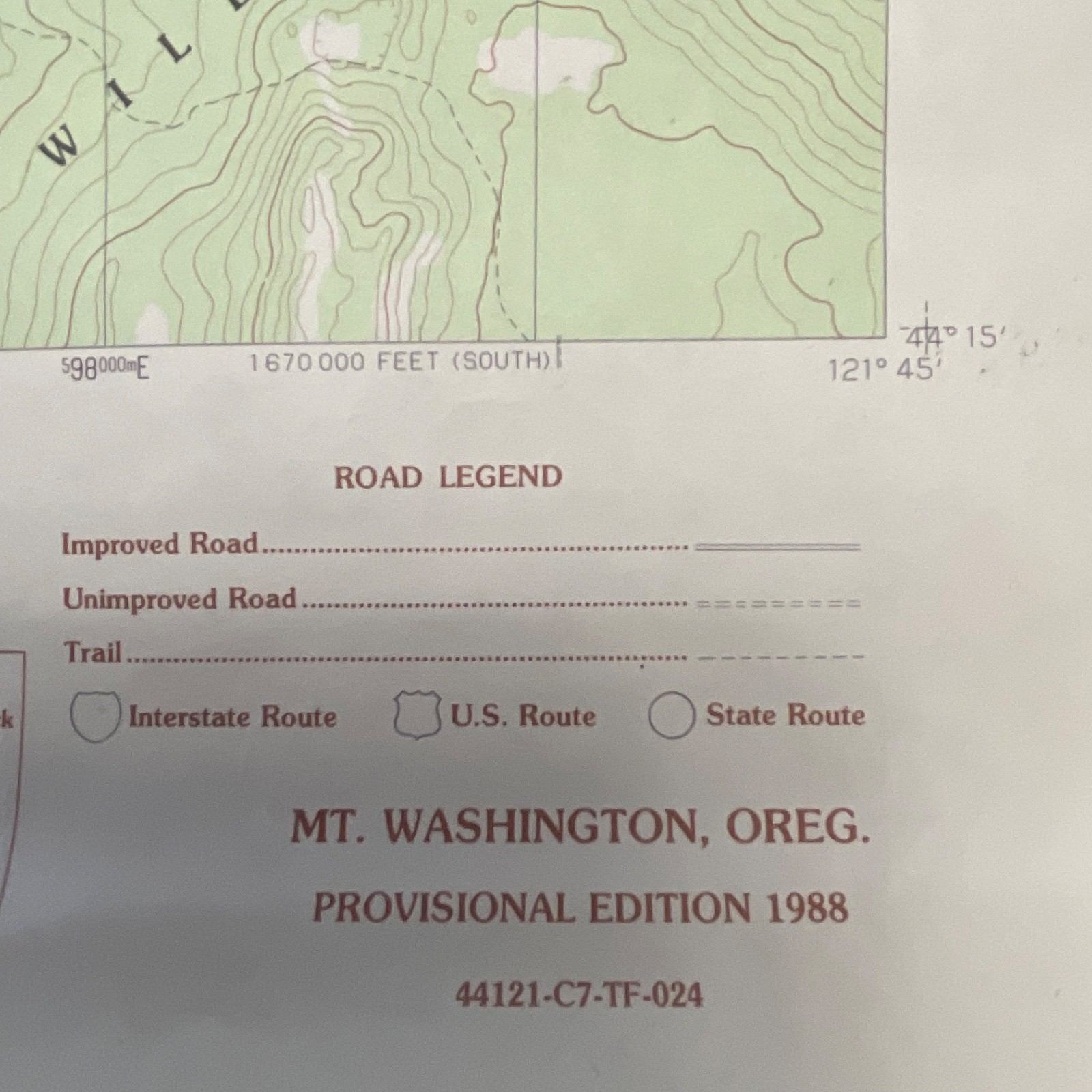 1988 Mt Washington Oregon Topographic Map 27in x 22in USGS Provisional - Image 3
