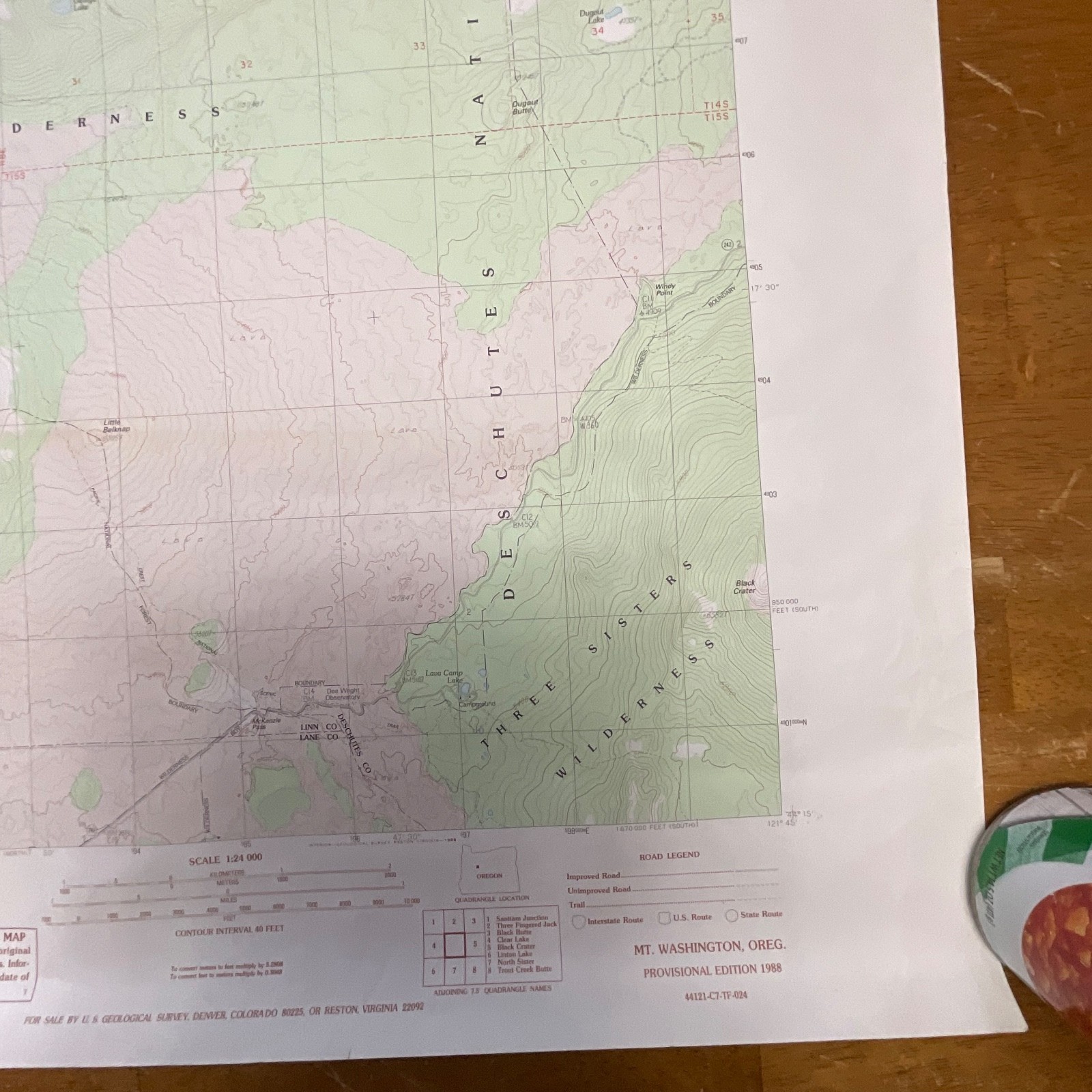 1988 Mt Washington Oregon Topographic Map 27in x 22in USGS Provisional - Image 7