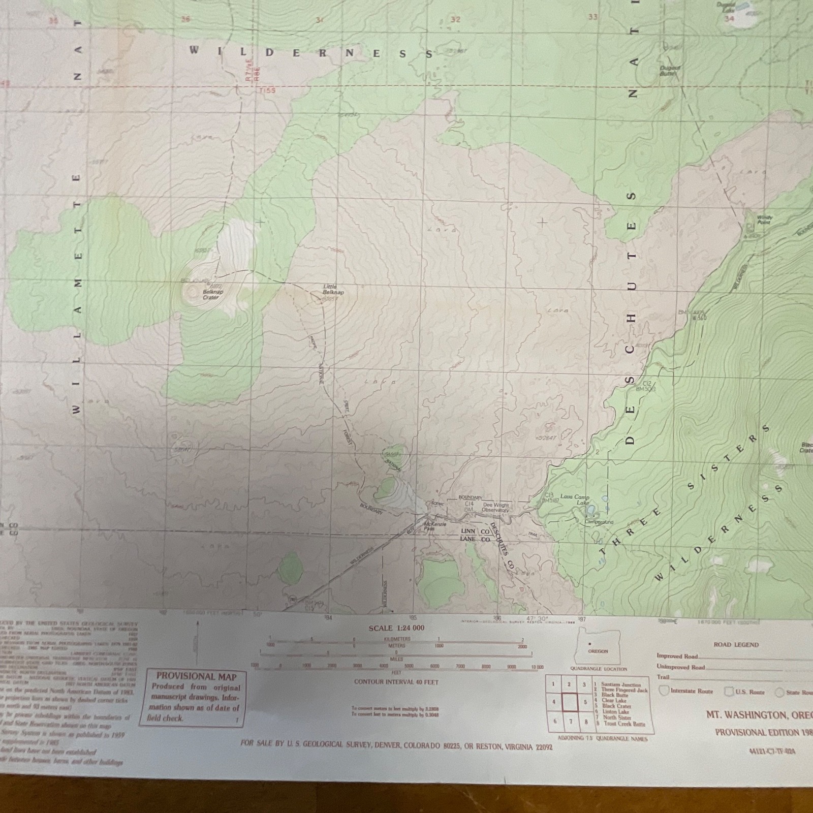 1988 Mt Washington Oregon Topographic Map 27in x 22in USGS Provisional - Image 8