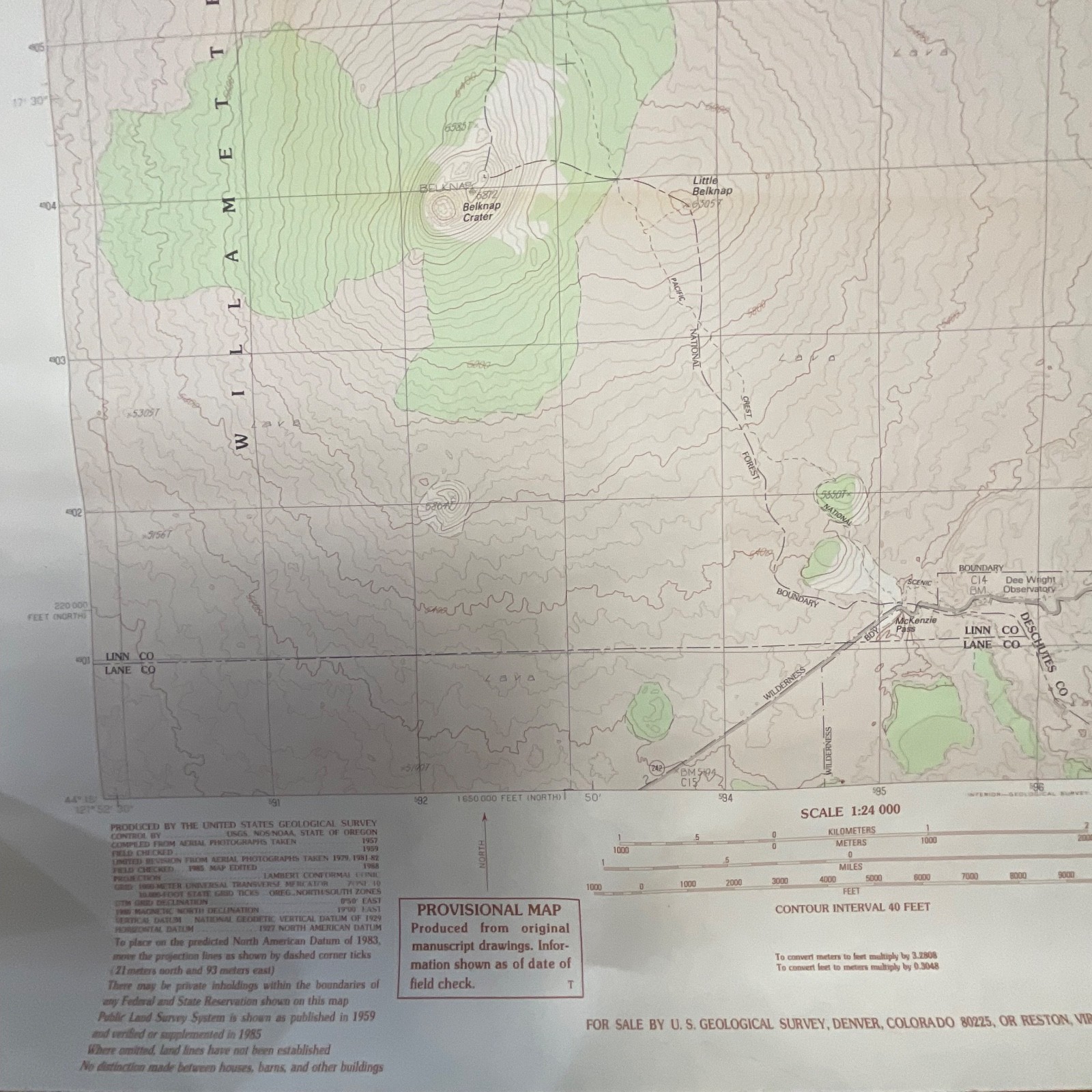 1988 Mt Washington Oregon Topographic Map 27in x 22in USGS Provisional - Image 15