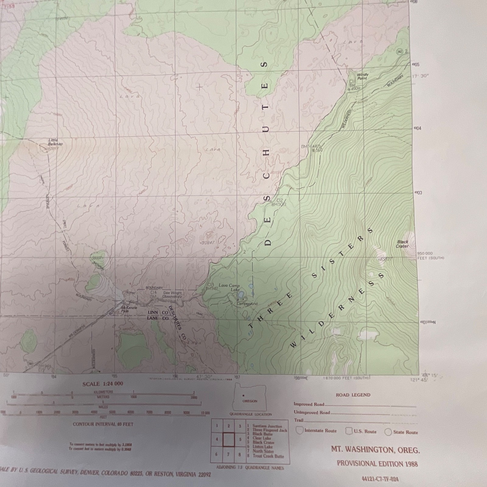 1988 Mt Washington Oregon Topographic Map 27in x 22in USGS Provisional - Image 17