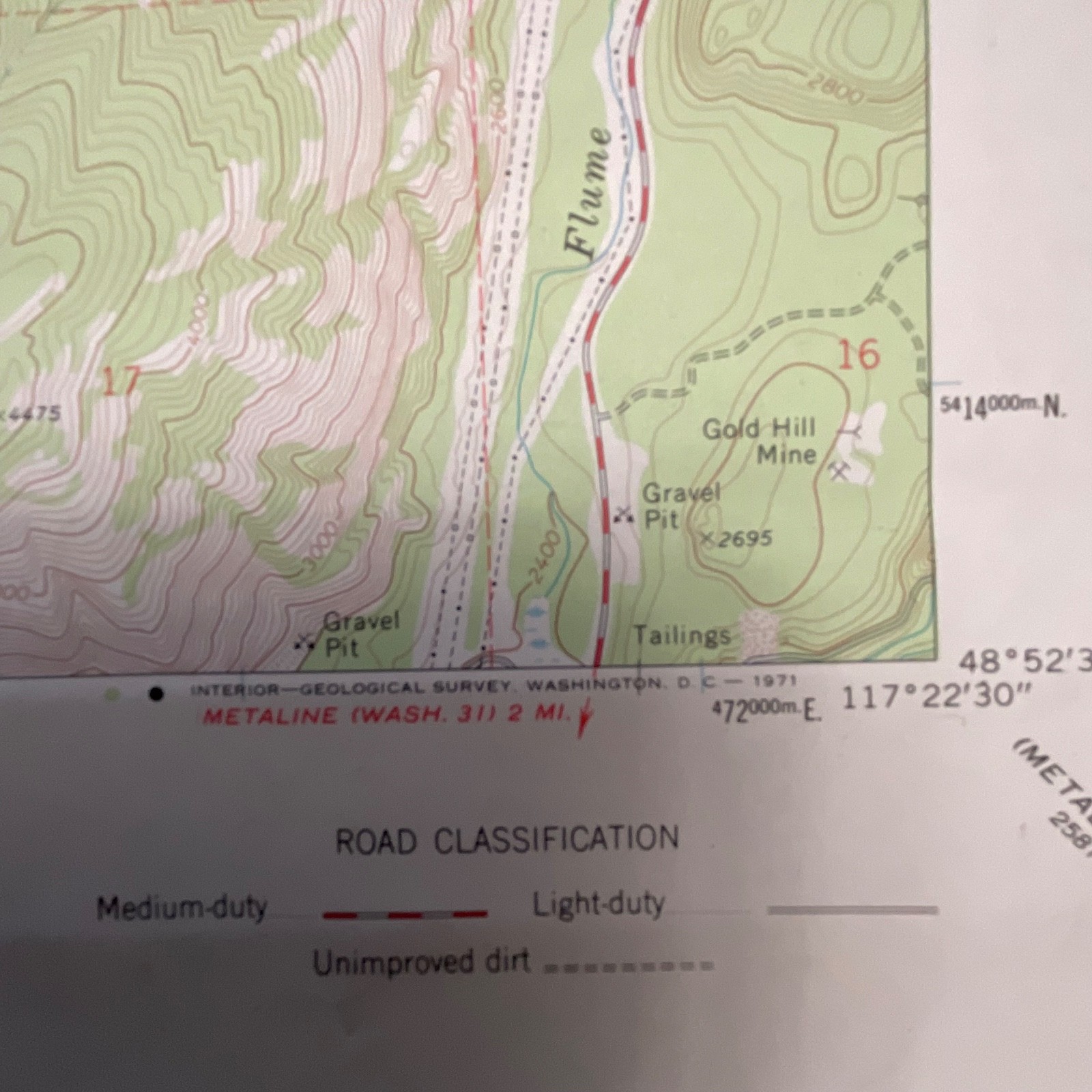 1971 Abercrombie Mountain Washington USGS Topographic Map 27in x 22in - Image 2